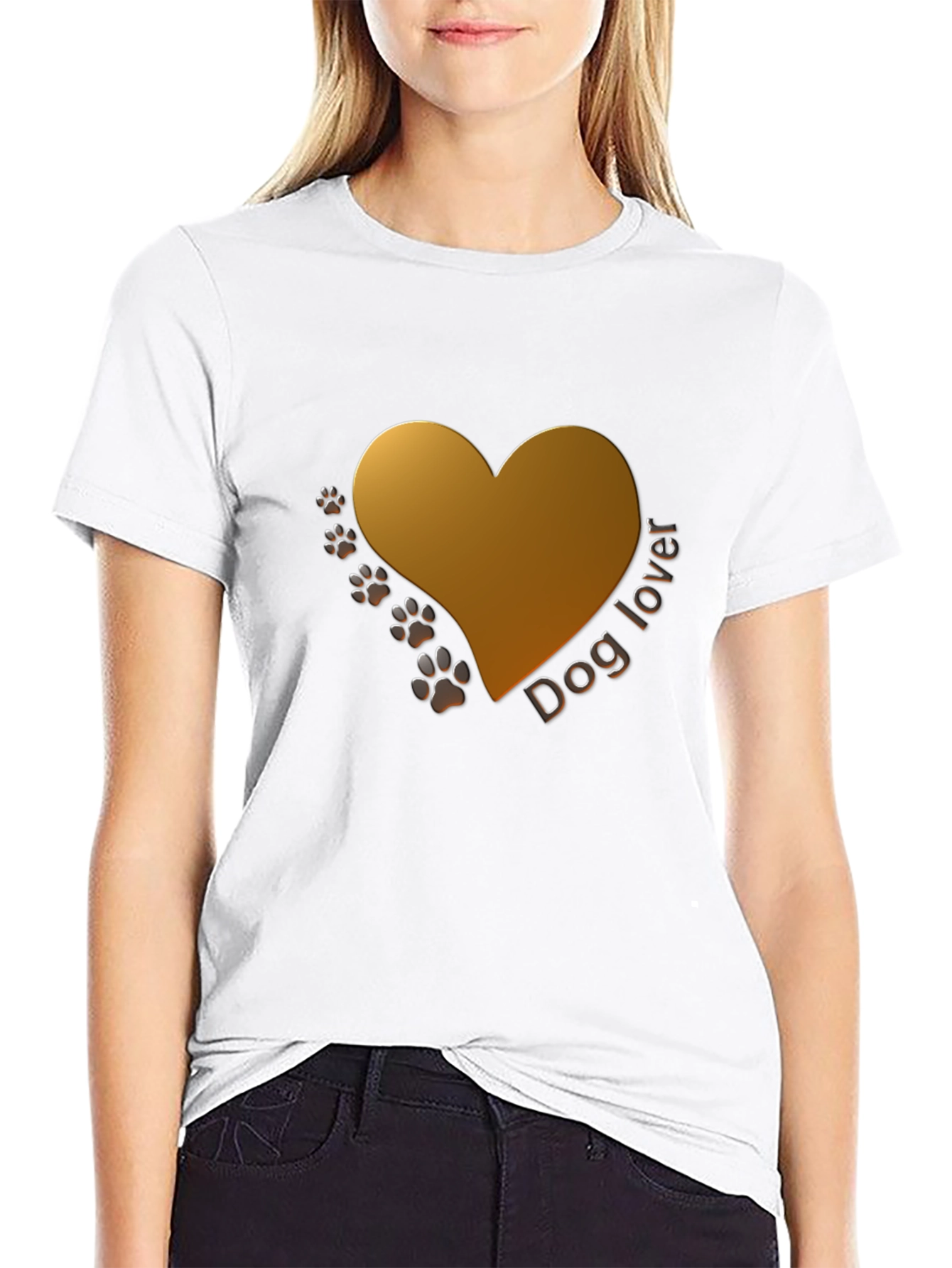 Dog Lover T-Shirt - Heart & Paw Print Design