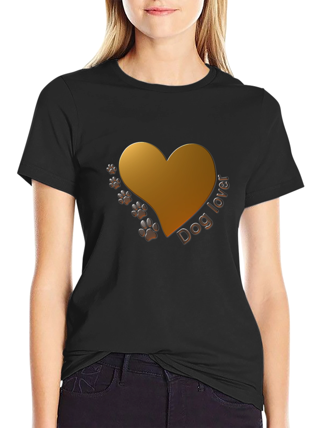 Dog Lover T-Shirt - Heart & Paw Print Design