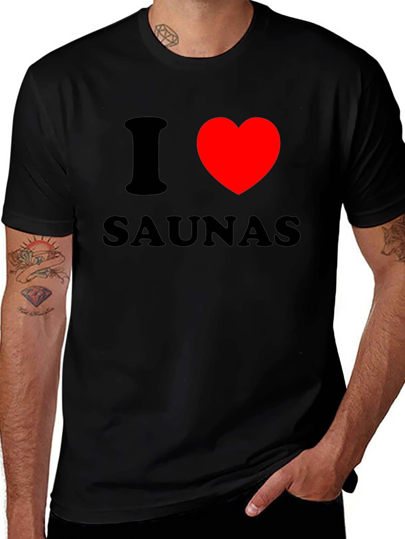 I Heart Saunas Black T-Shirt