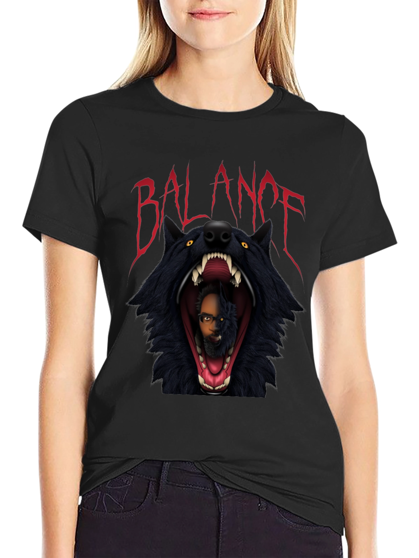 Balance Graphic Print Black T-Shirt