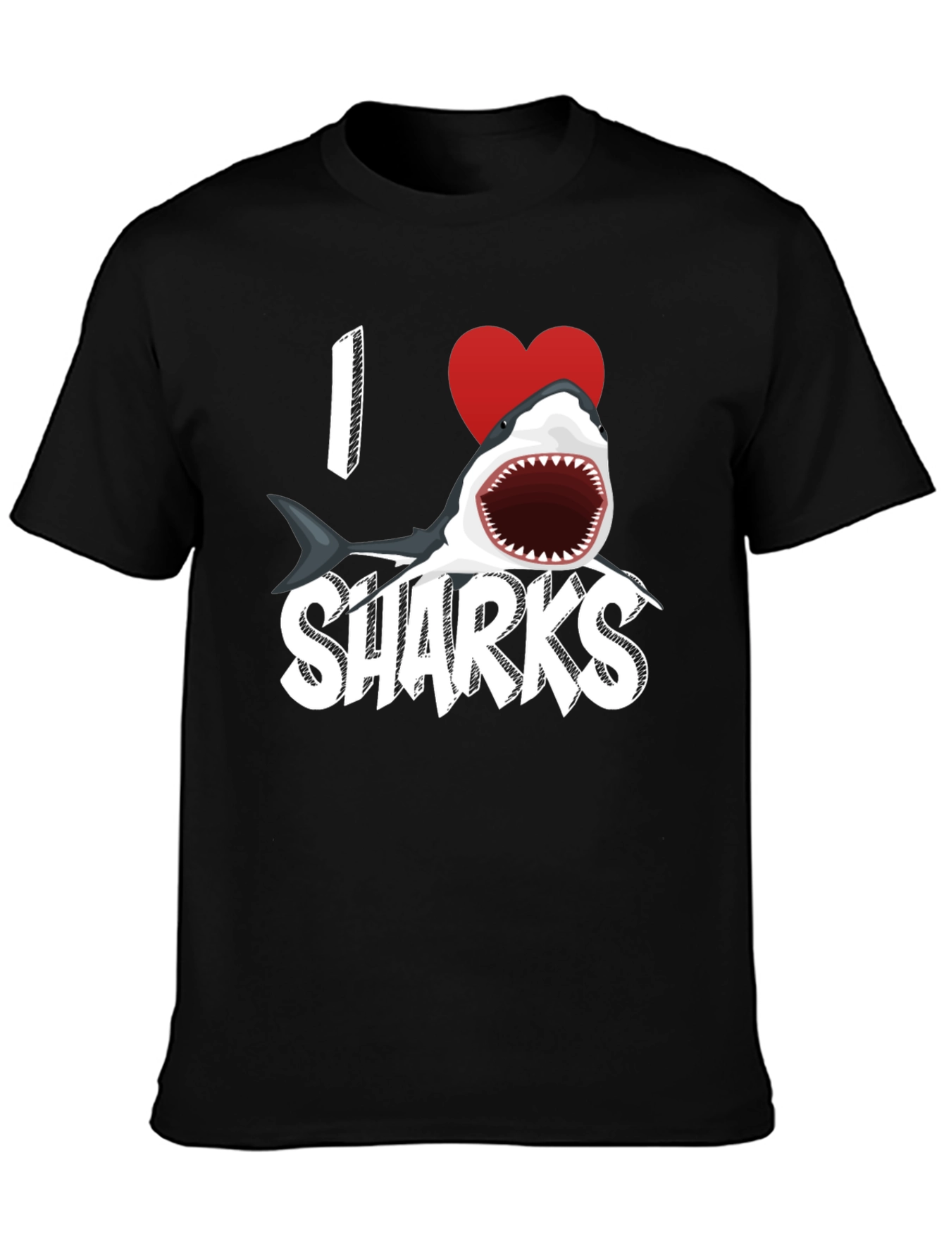 I Heart Sharks Graphic Tee - Black