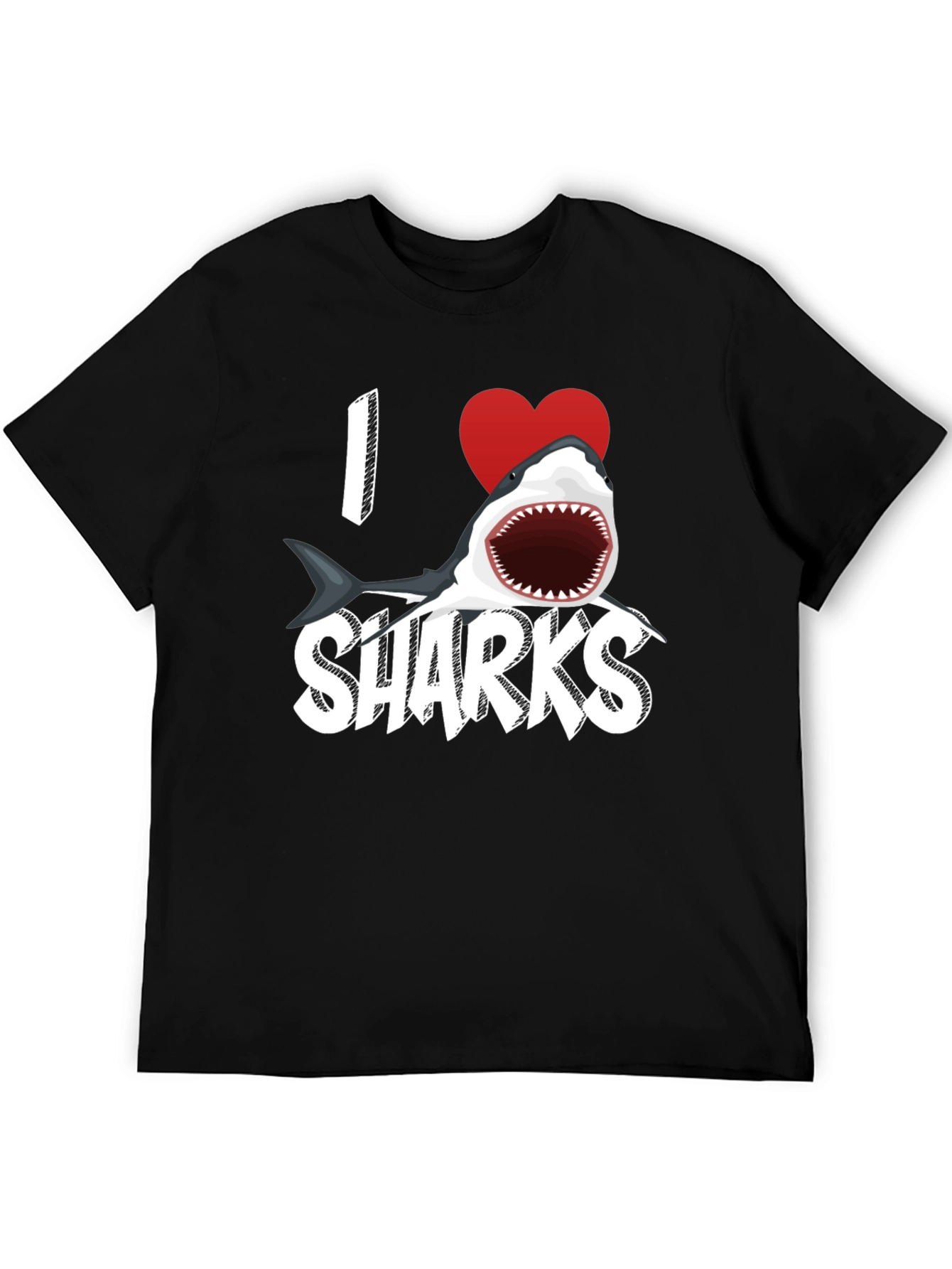 I Heart Sharks Graphic Tee - Black