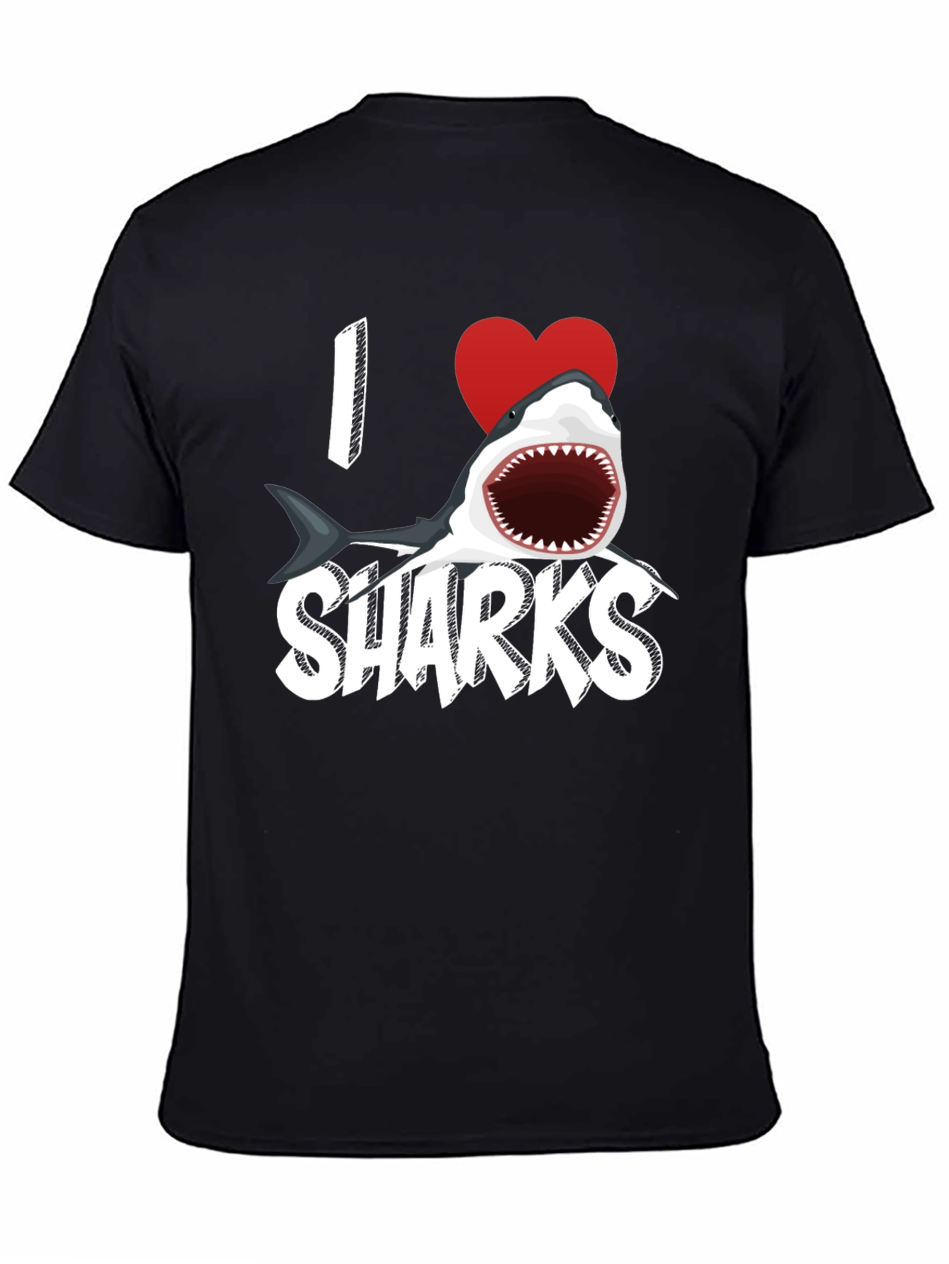 I Heart Sharks Graphic Tee - Black