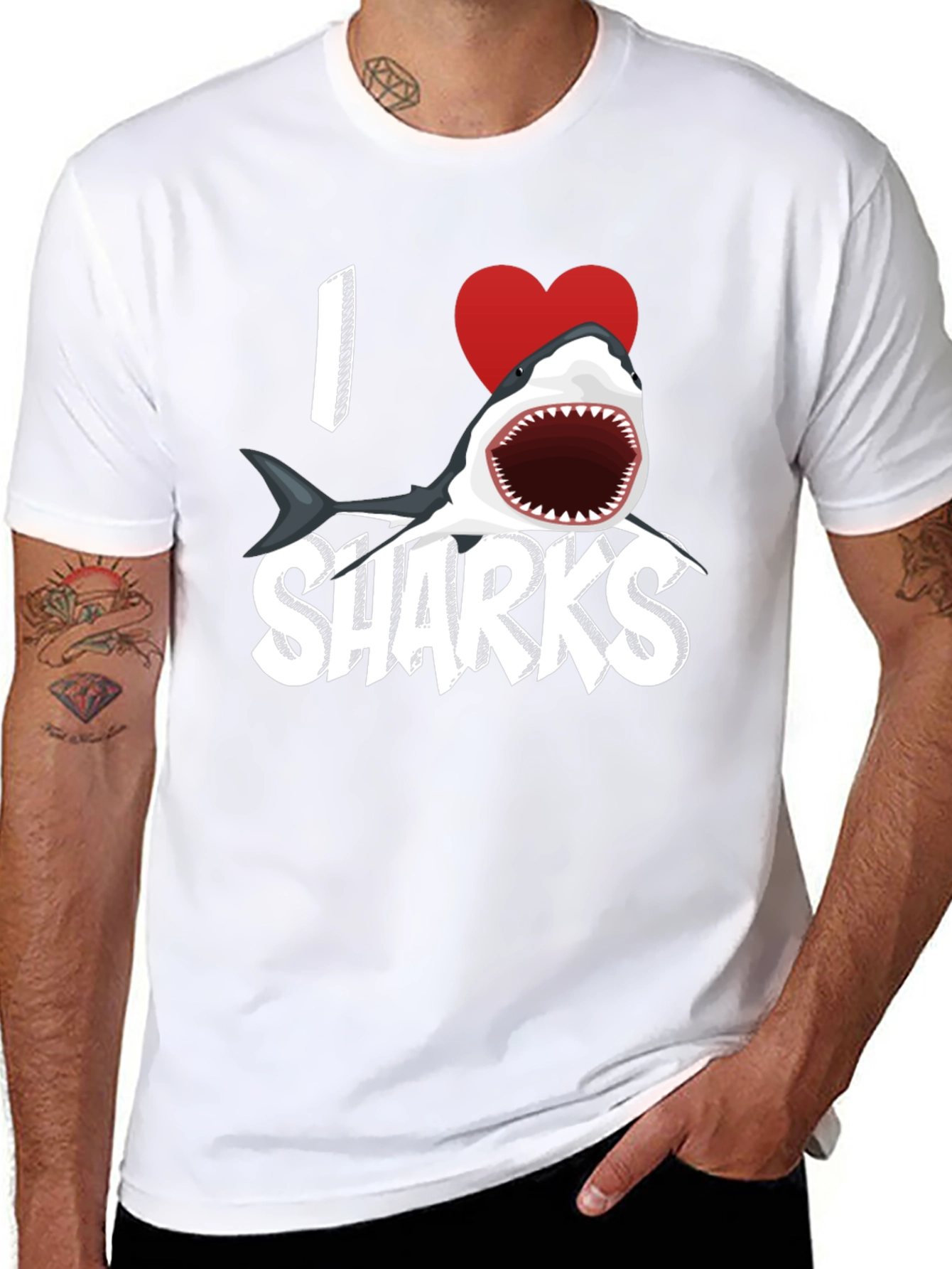 I Heart Sharks Graphic Tee - Black