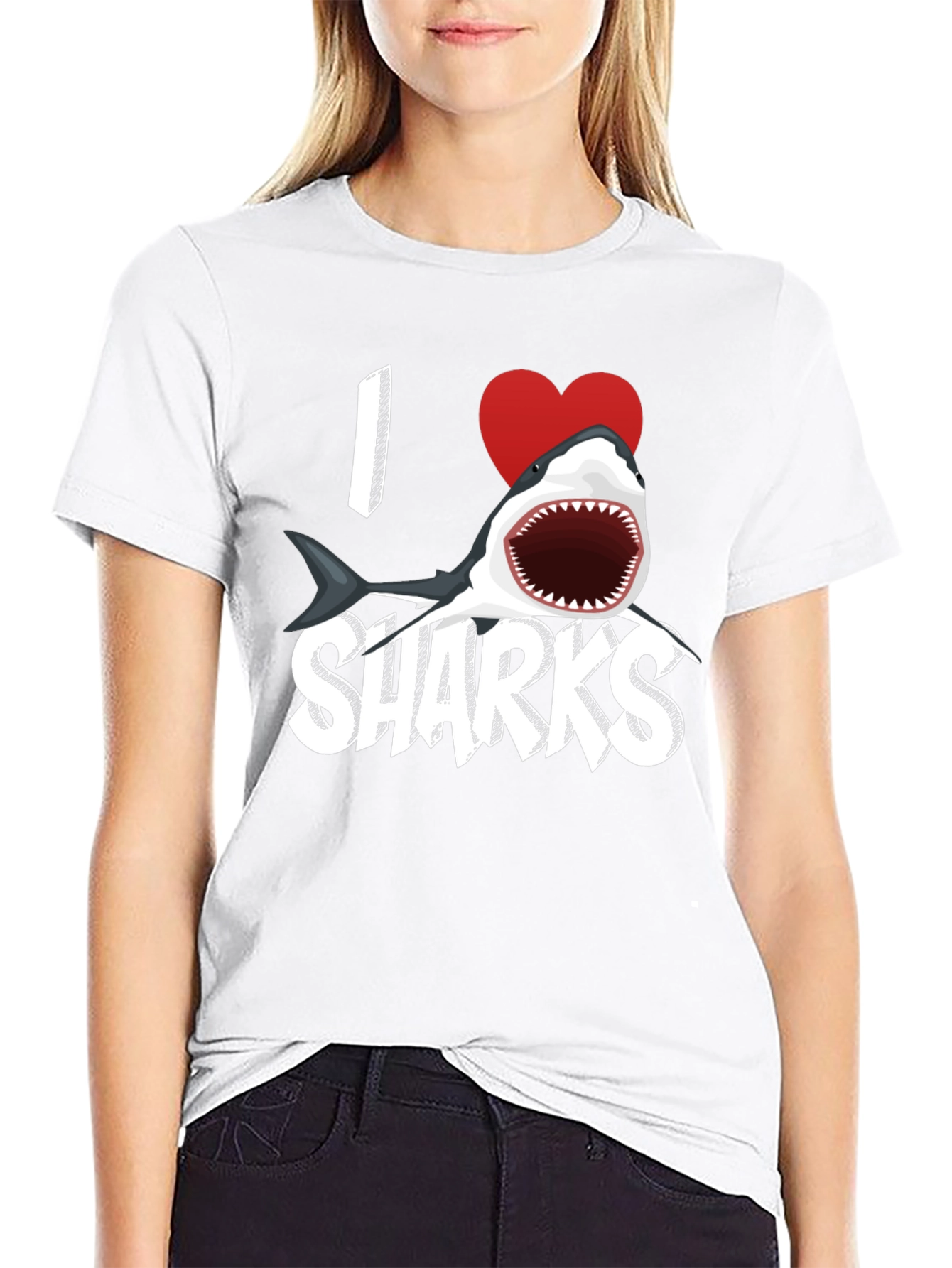I Heart Sharks Graphic Tee - Black