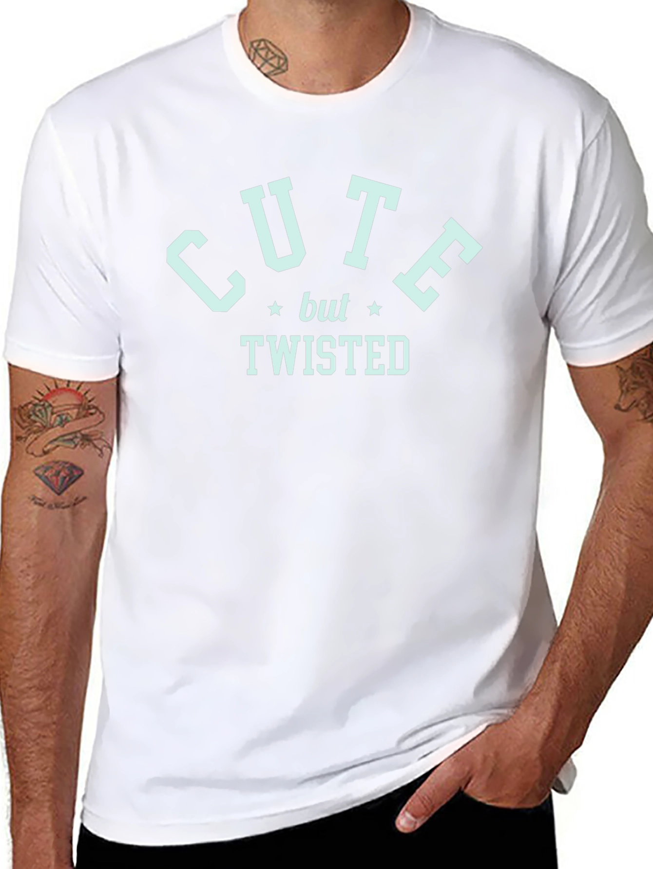 Cute But Twisted Graphic Tee - Black Cotton T-Shirt