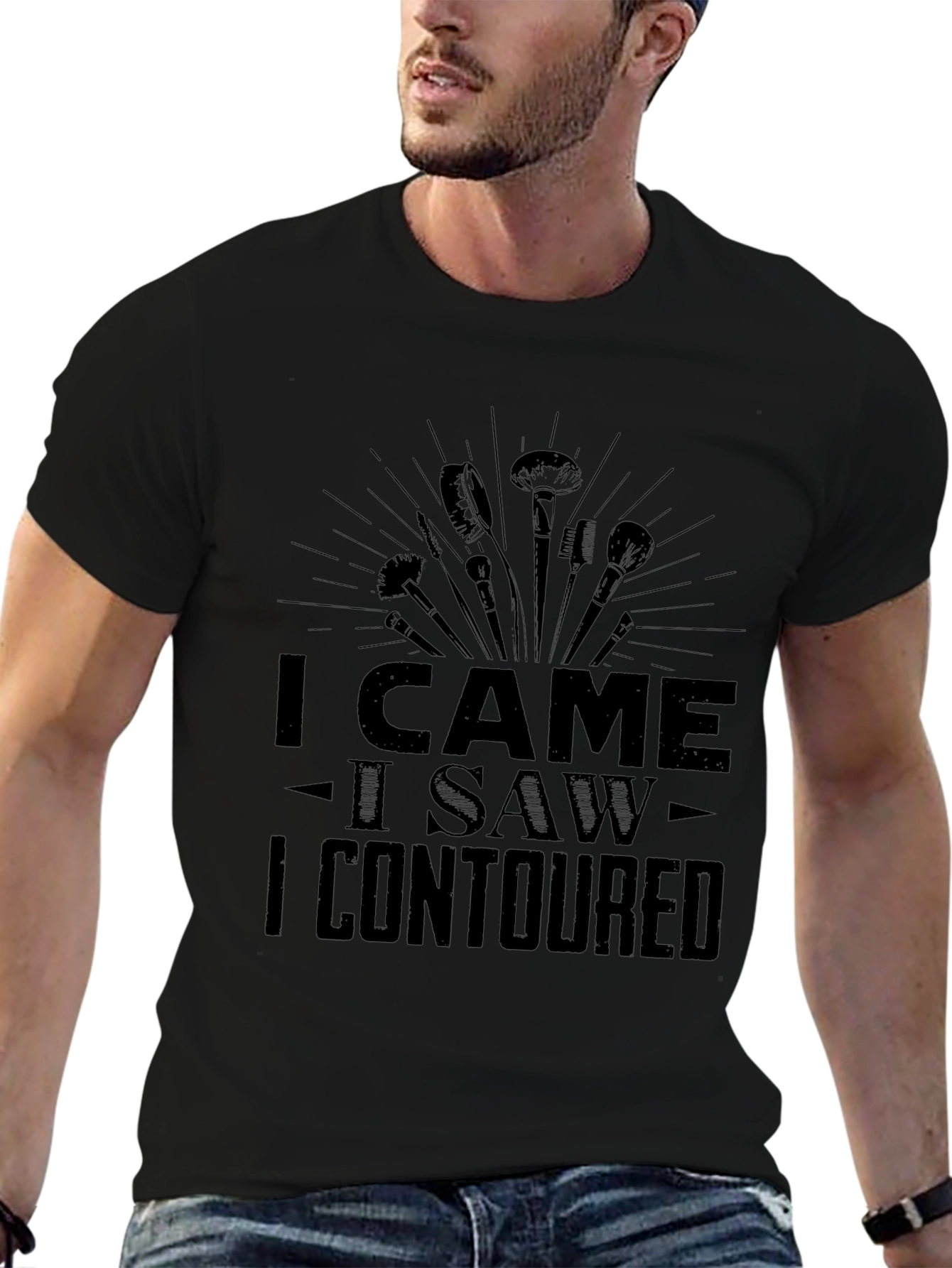 I Came I Saw I Contoured Black Graphic Tee