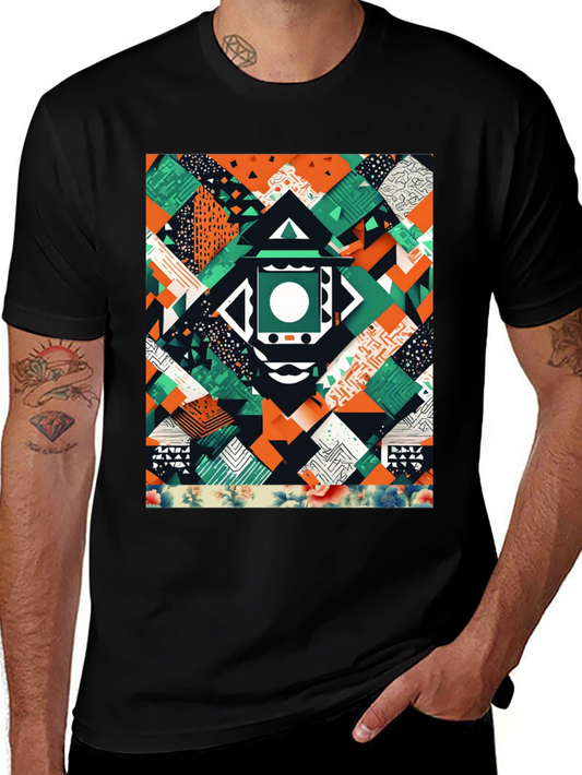 Abstract Geometric Patchwork Tee - Unique Design