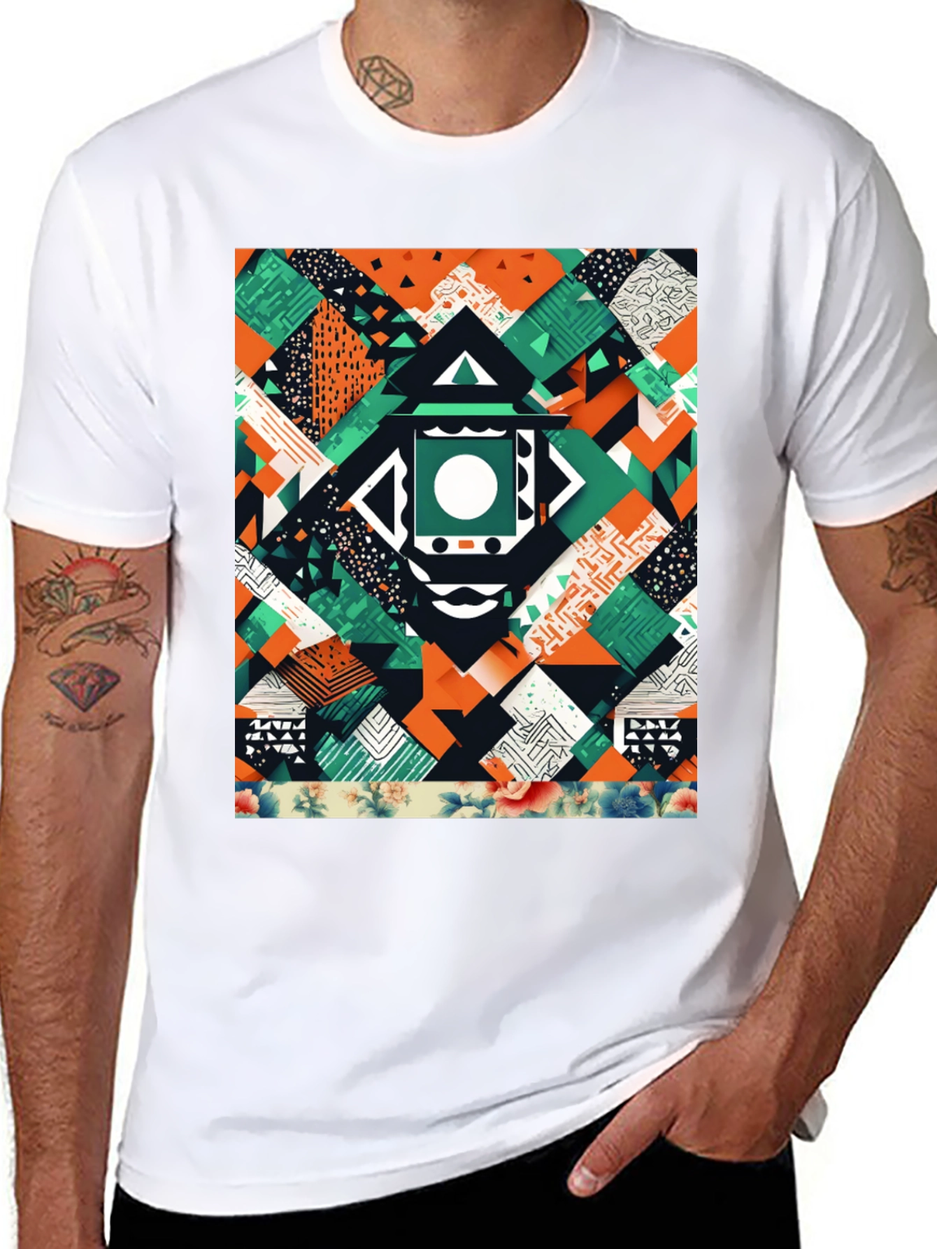 Abstract Geometric Patchwork Tee - Unique Design