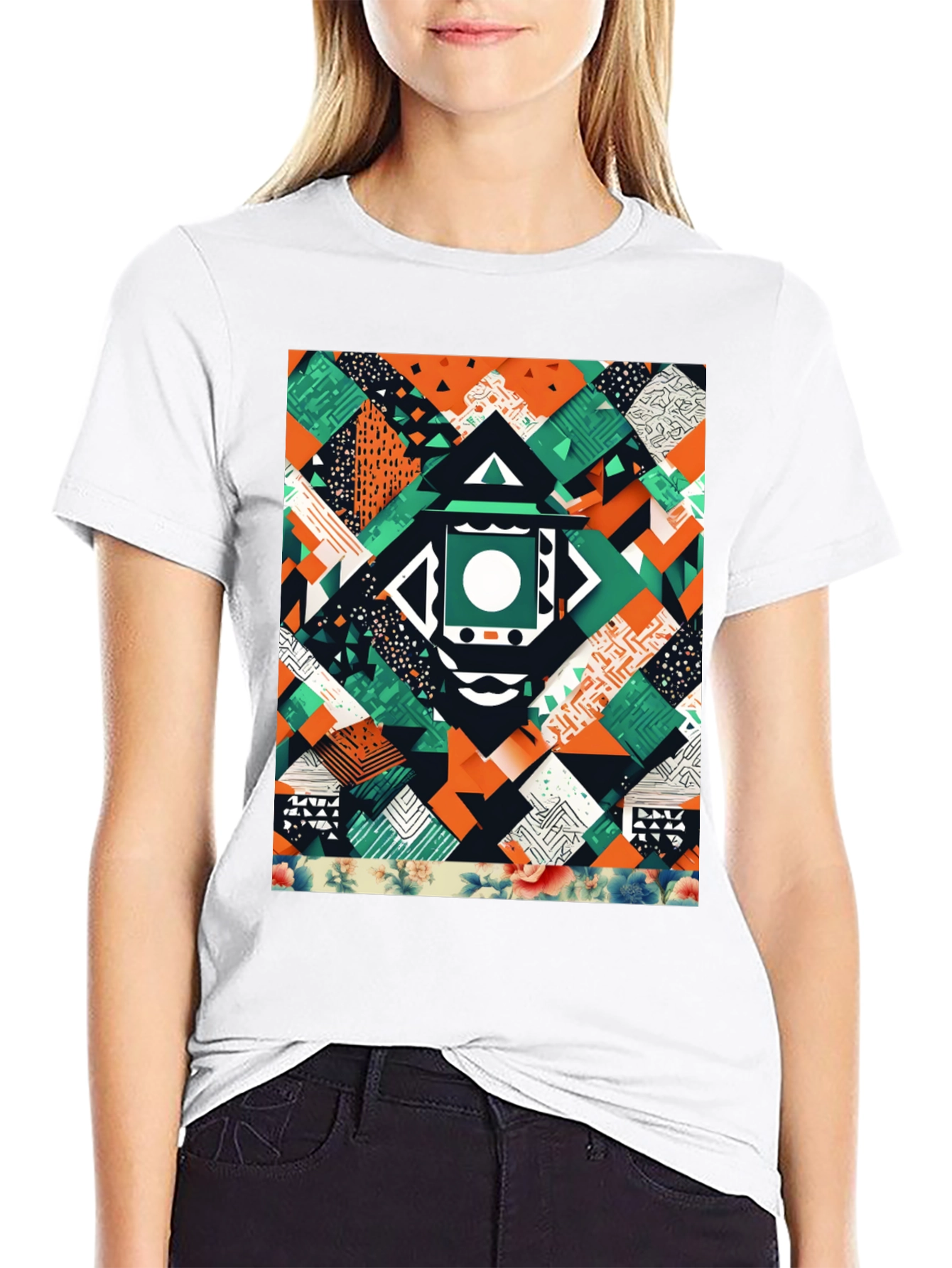 Abstract Geometric Patchwork Tee - Unique Design