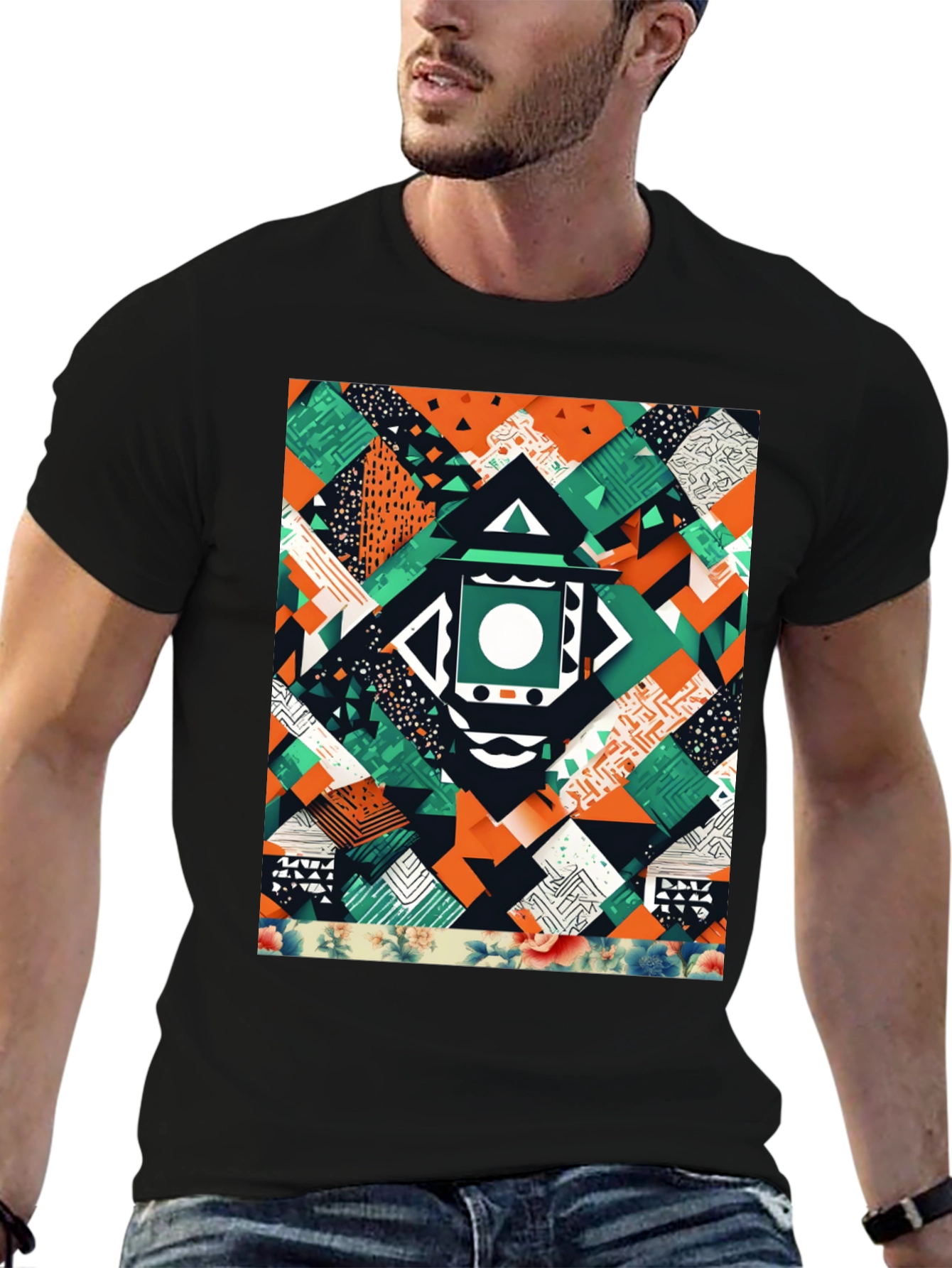 Abstract Geometric Patchwork Tee - Unique Design