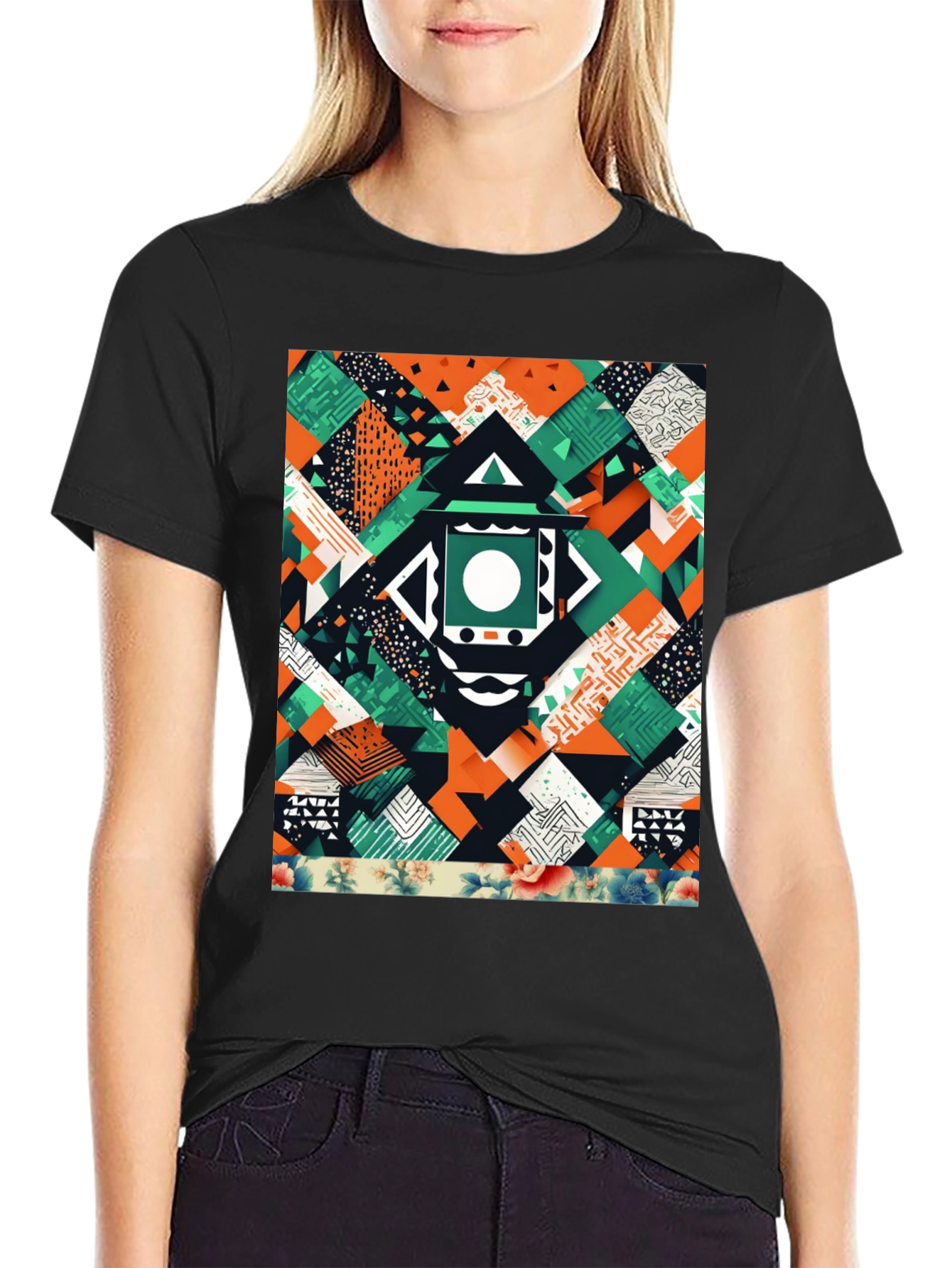 Abstract Geometric Patchwork Tee - Unique Design