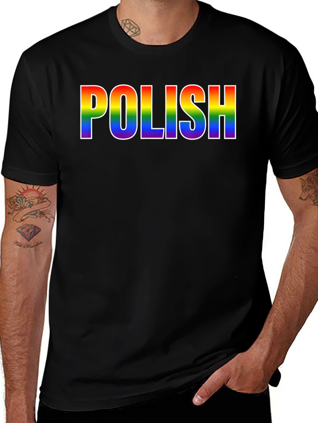 Polish Pride T-Shirt - Rainbow Text