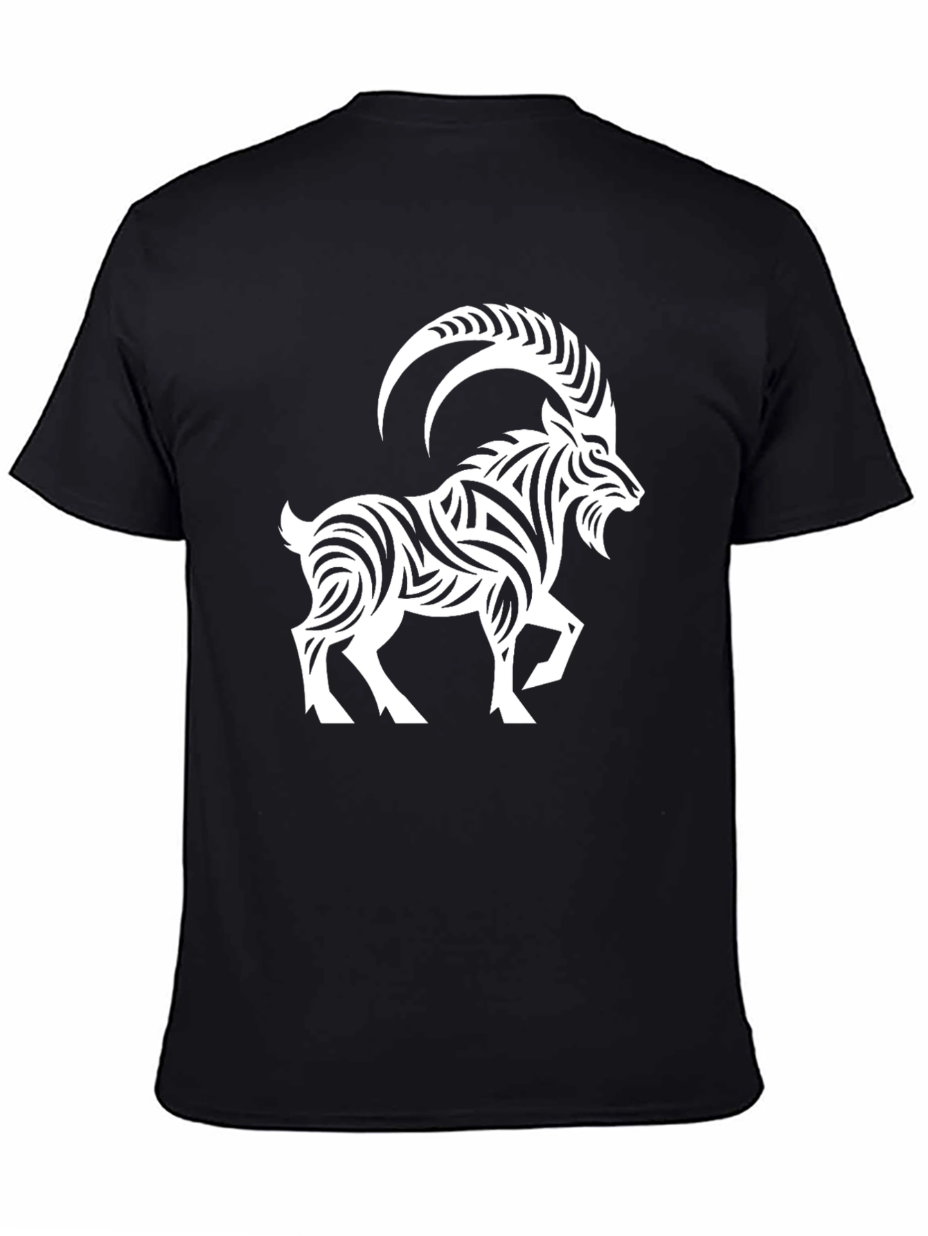 Tribal Goat Graphic Tee - Stylish Black T-Shirt
