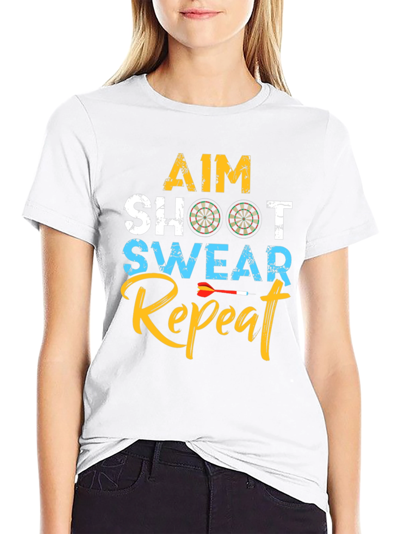 Aim Shoot Swear Repeat Dart T-Shirt