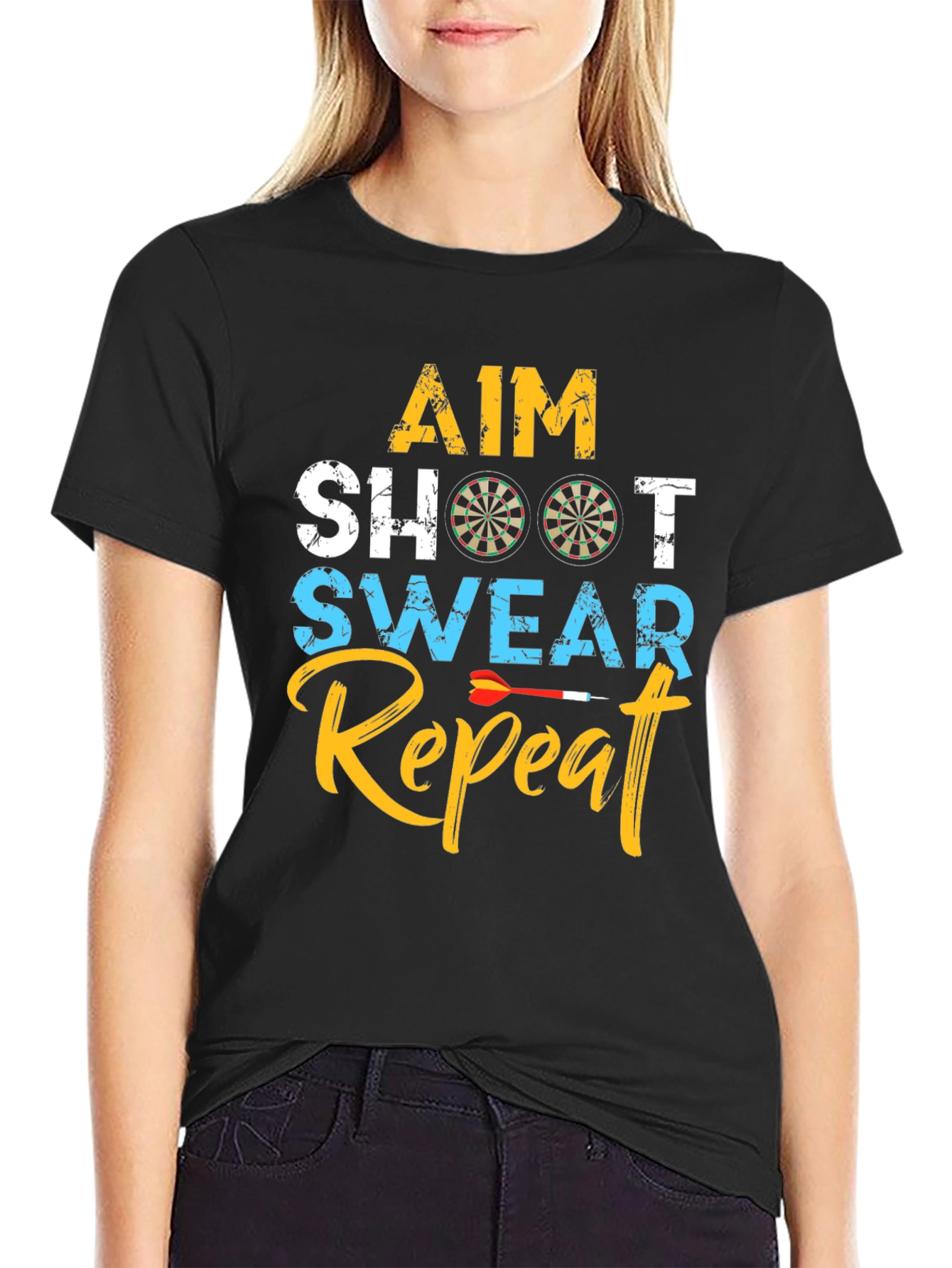 Aim Shoot Swear Repeat Dart T-Shirt