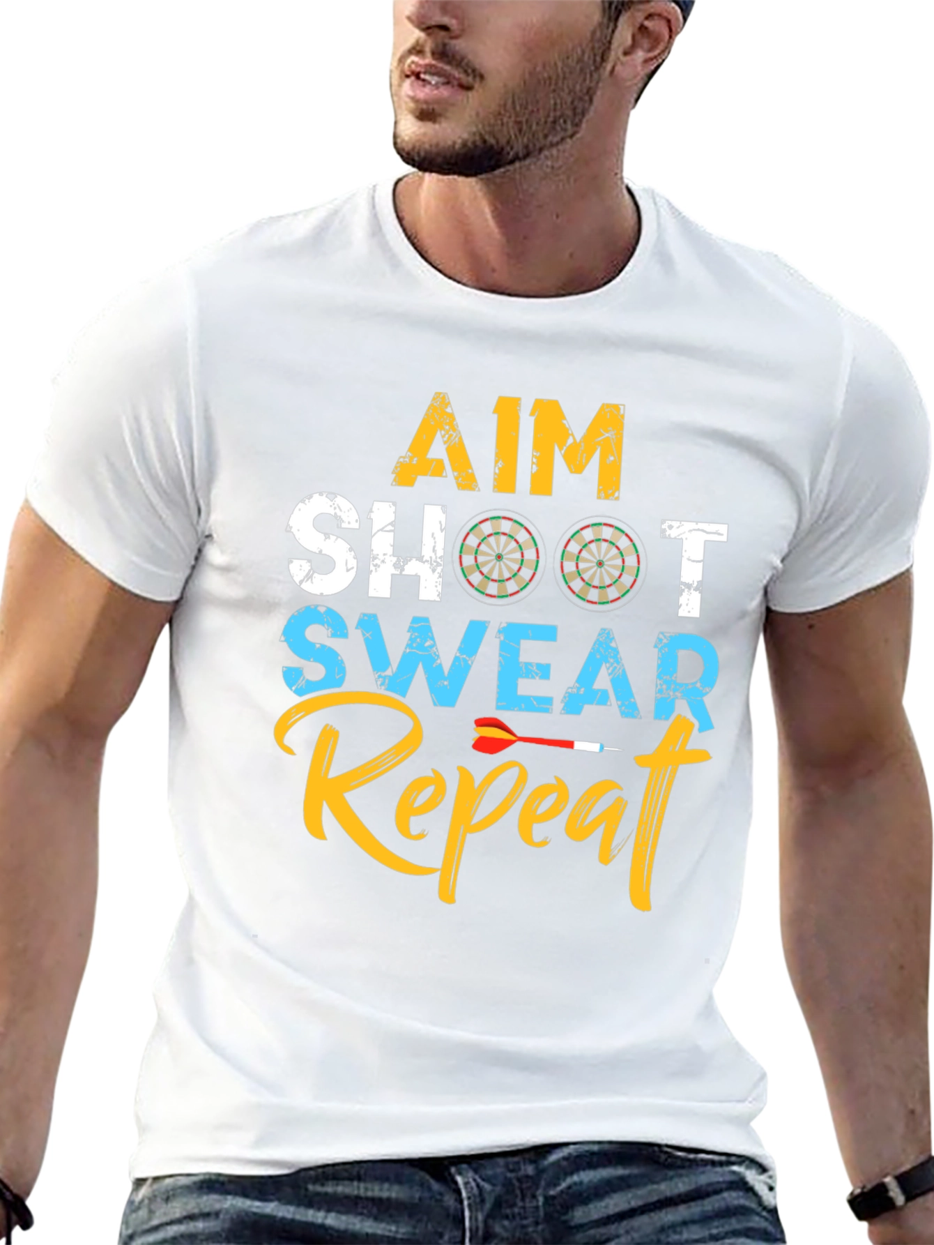 Aim Shoot Swear Repeat Dart T-Shirt