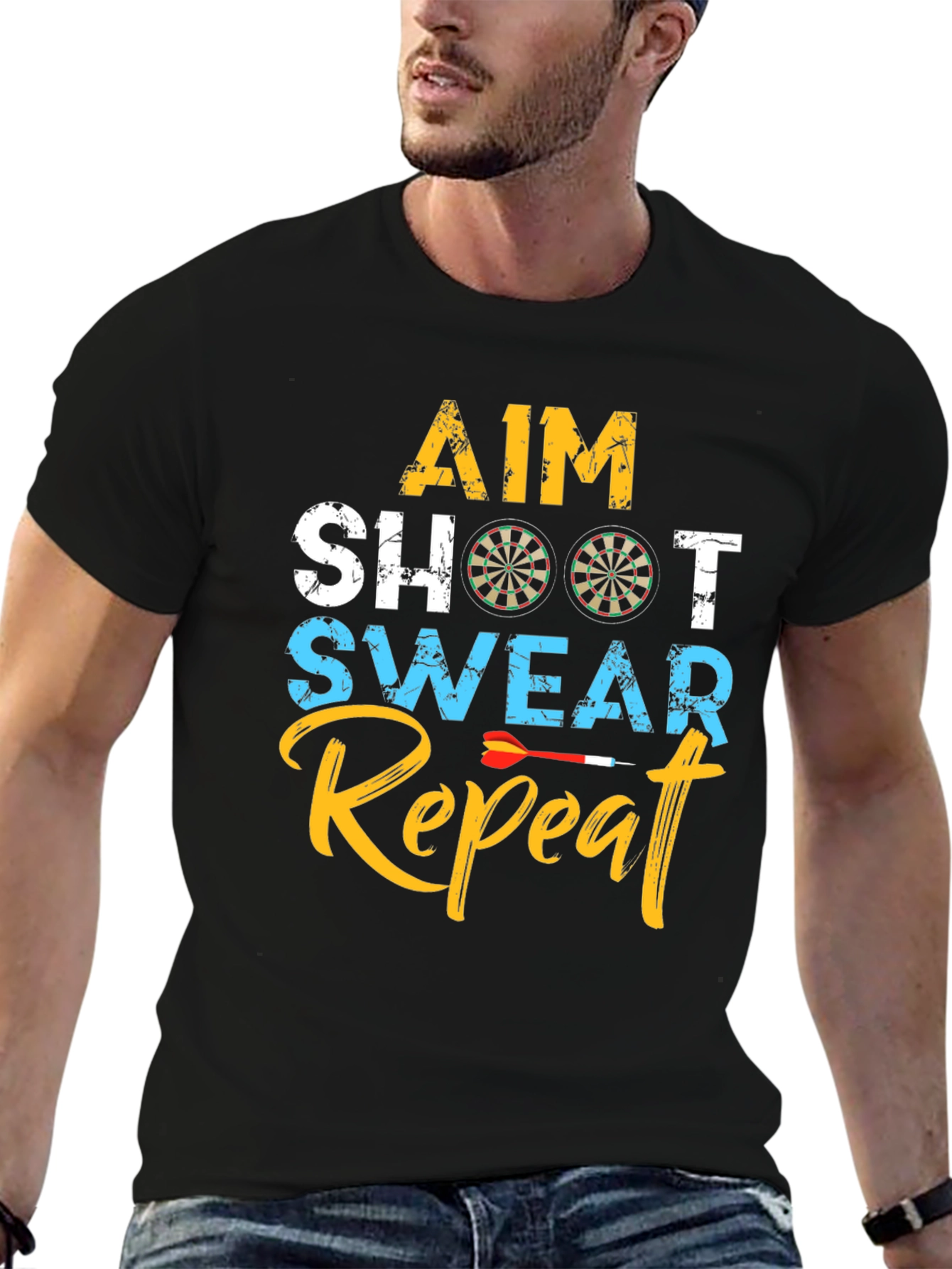 Aim Shoot Swear Repeat Dart T-Shirt