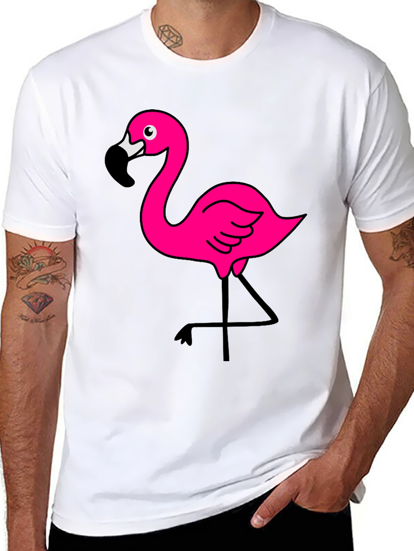 Flamingo Graphic T-Shirt - Black Cotton Tee