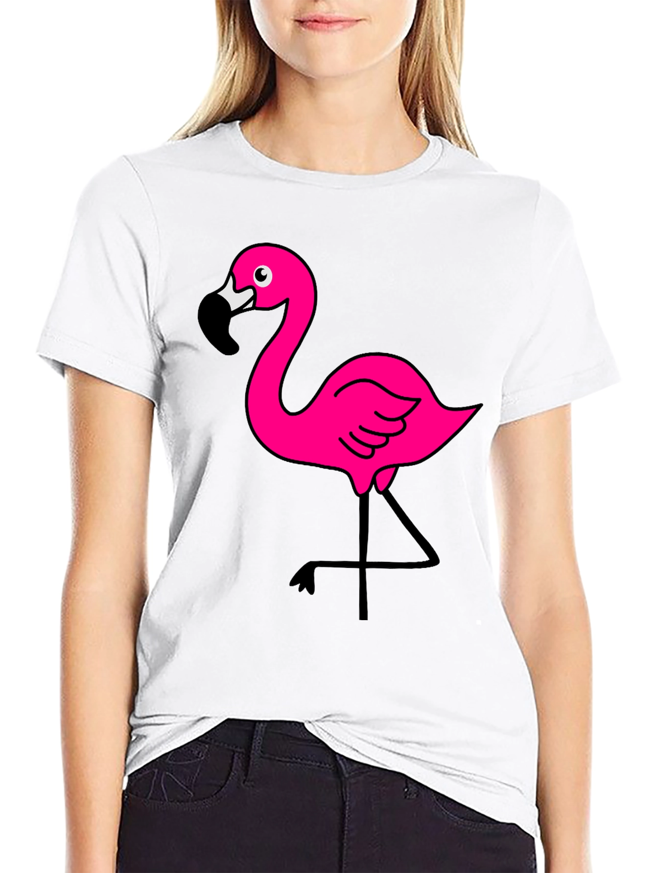 Flamingo Graphic T-Shirt - Black Cotton Tee