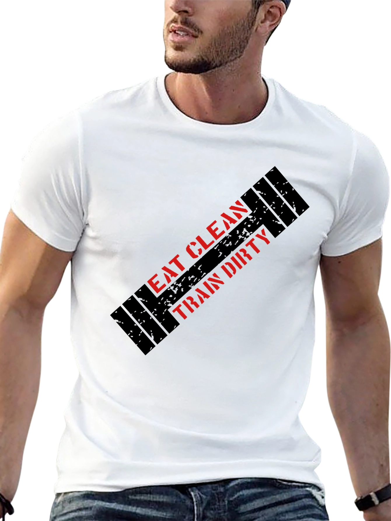 Eat Clean Train Dirty Black Graphic T-Shirt