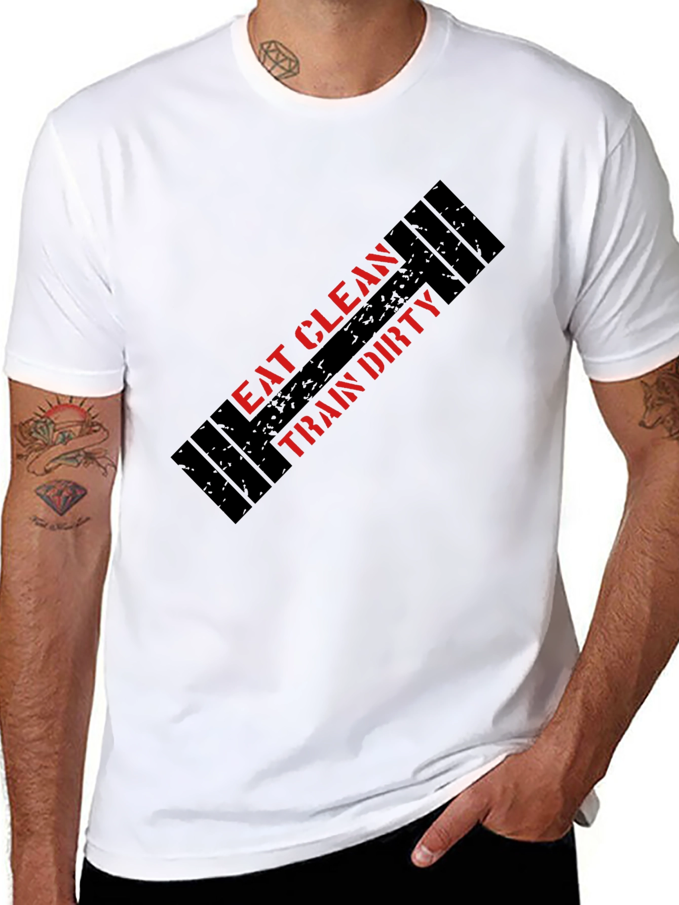 Eat Clean Train Dirty Black Graphic T-Shirt