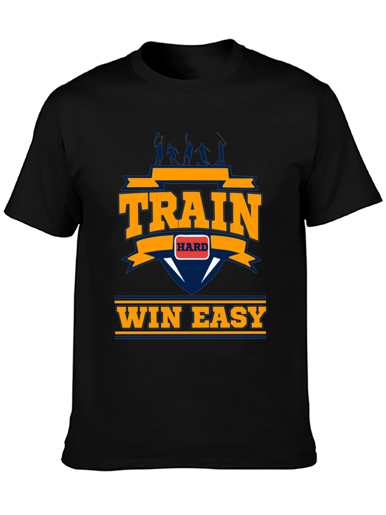 Train Hard Win Easy Mens Black Graphic Tee