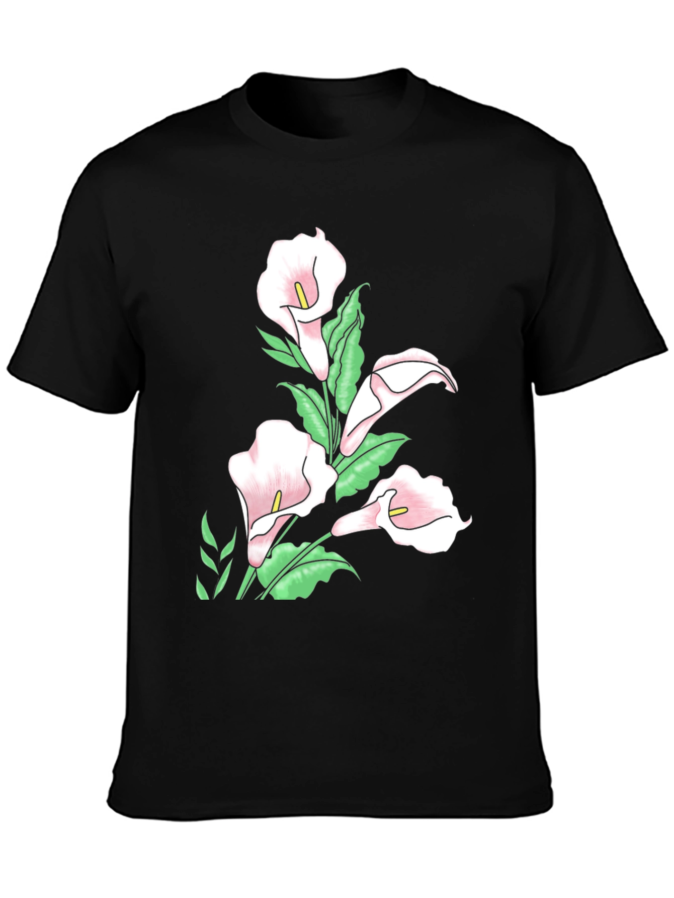 Black Floral Calla Lily T-Shirt
