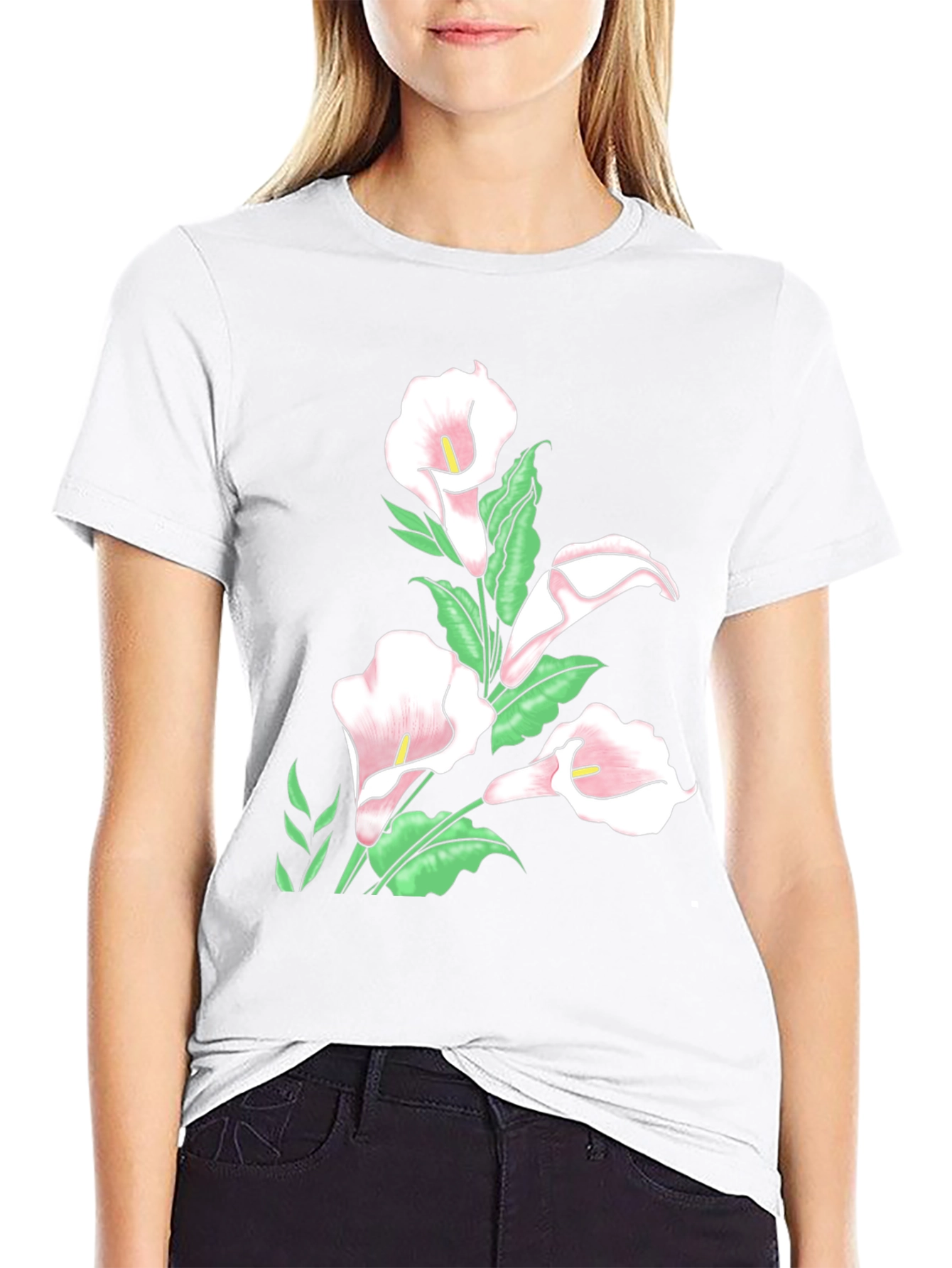 Black Floral Calla Lily T-Shirt