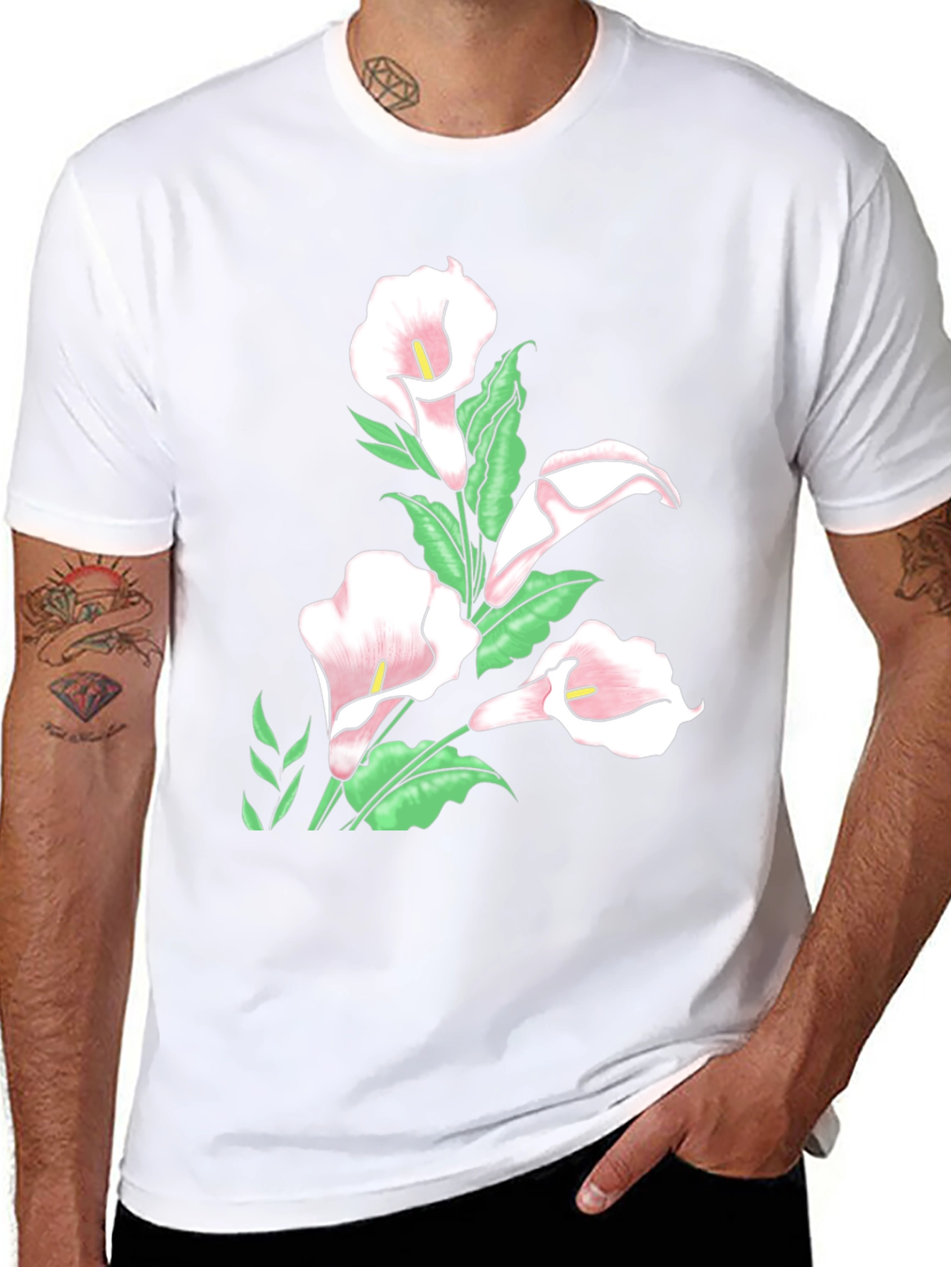 Black Floral Calla Lily T-Shirt