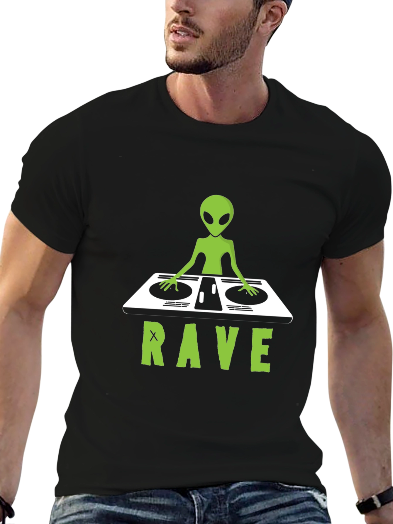 Alien DJ Rave T-Shirt - Unique Graphic Tee