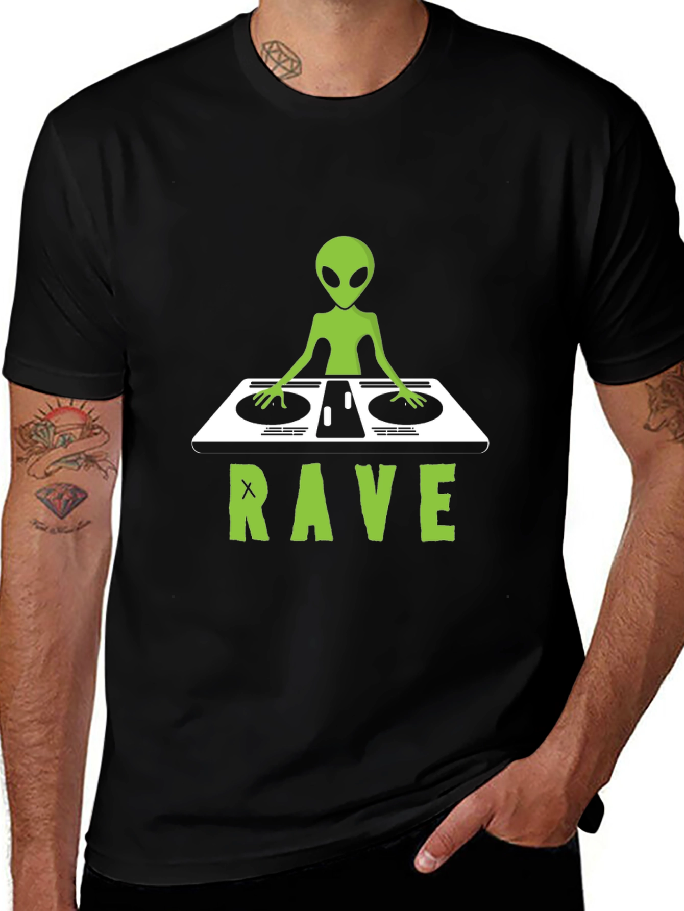 Alien DJ Rave T-Shirt - Unique Graphic Tee