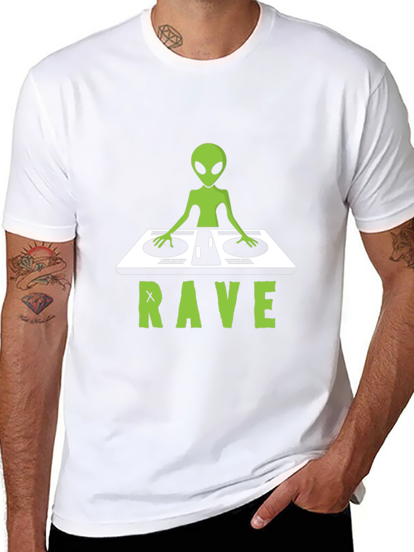 Alien DJ Rave T-Shirt - Unique Graphic Tee