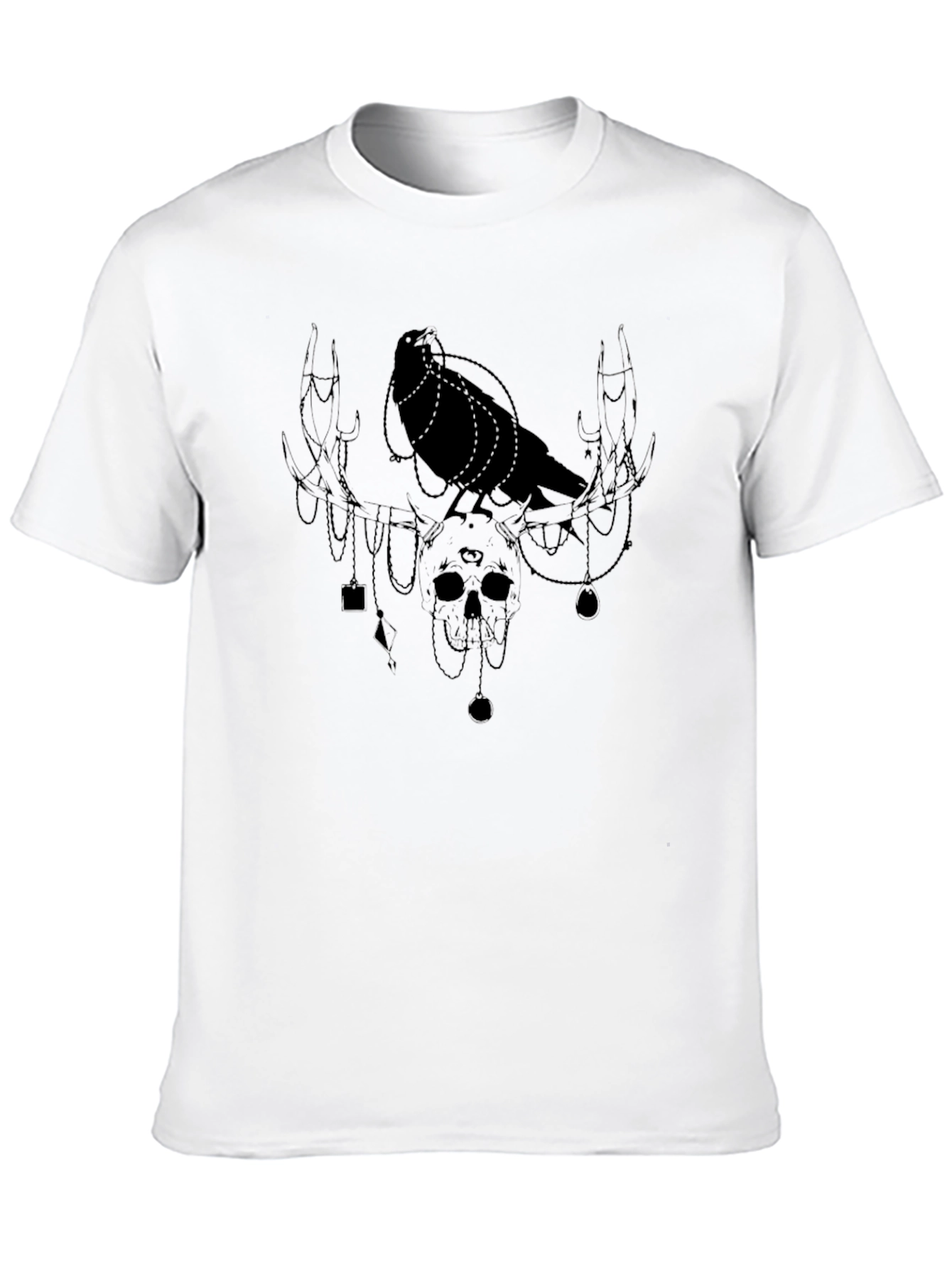 Raven & Skull Graphic Tee - Dark Aesthetic
