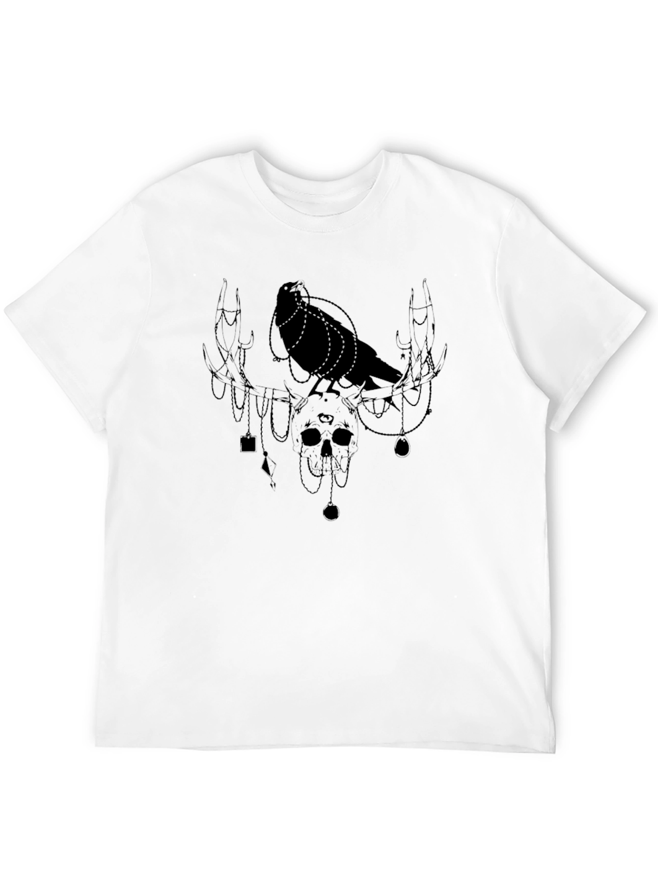 Raven & Skull Graphic Tee - Dark Aesthetic