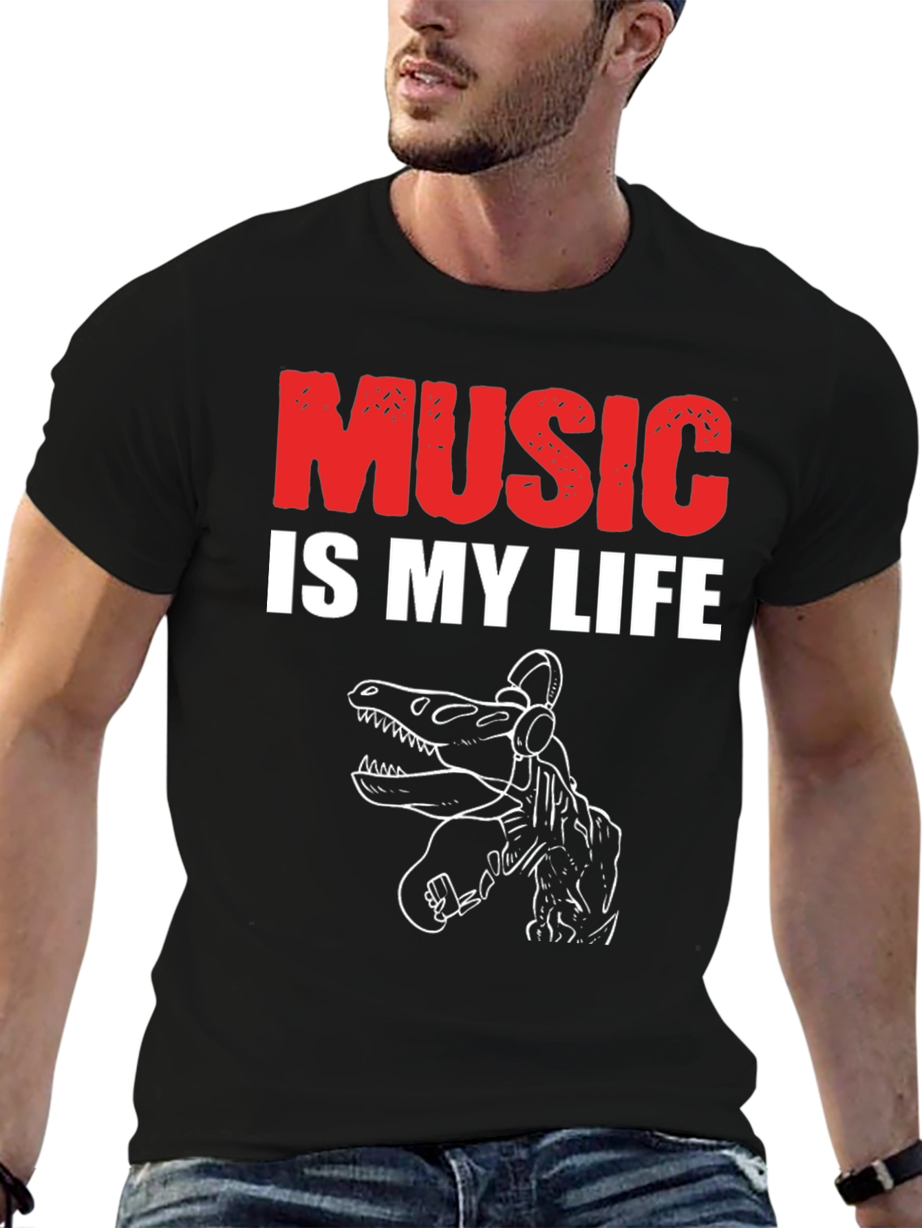 Music is My Life Dinosaur T-Shirt