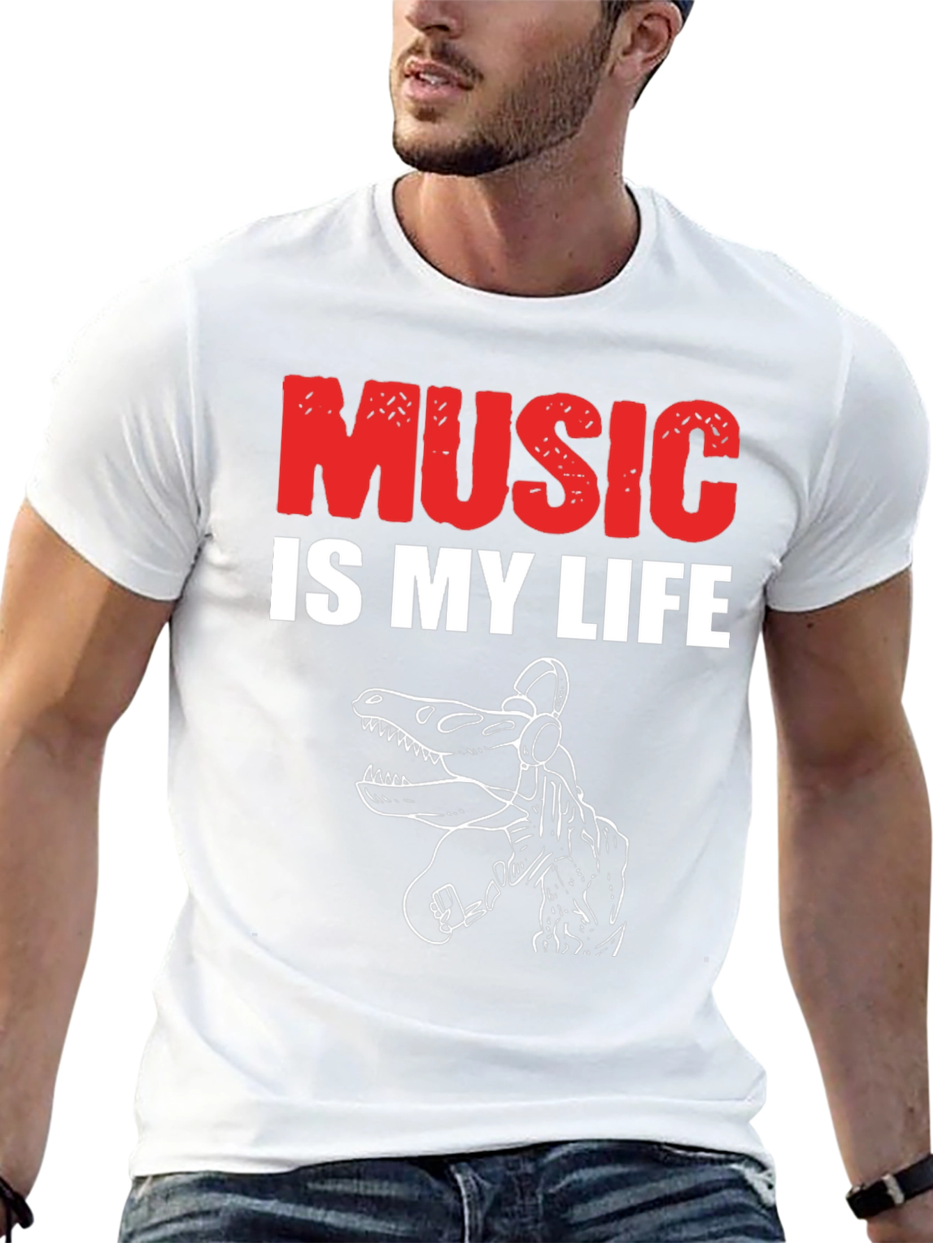 Music is My Life Dinosaur T-Shirt