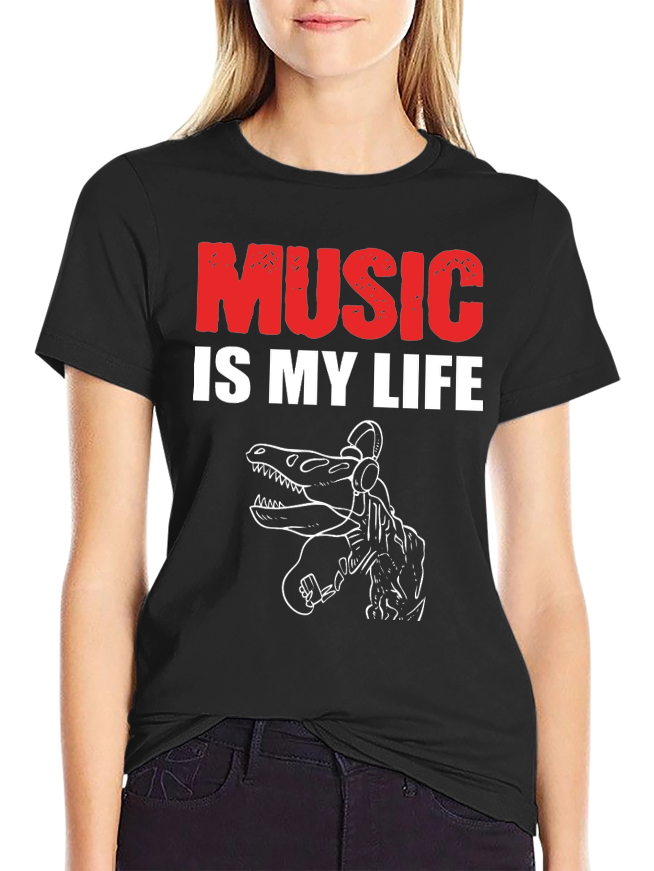 Music is My Life Dinosaur T-Shirt