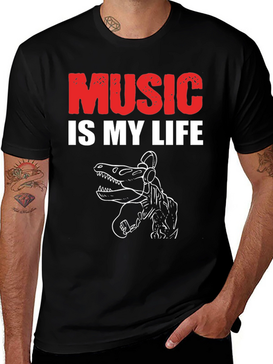 Music is My Life Dinosaur T-Shirt