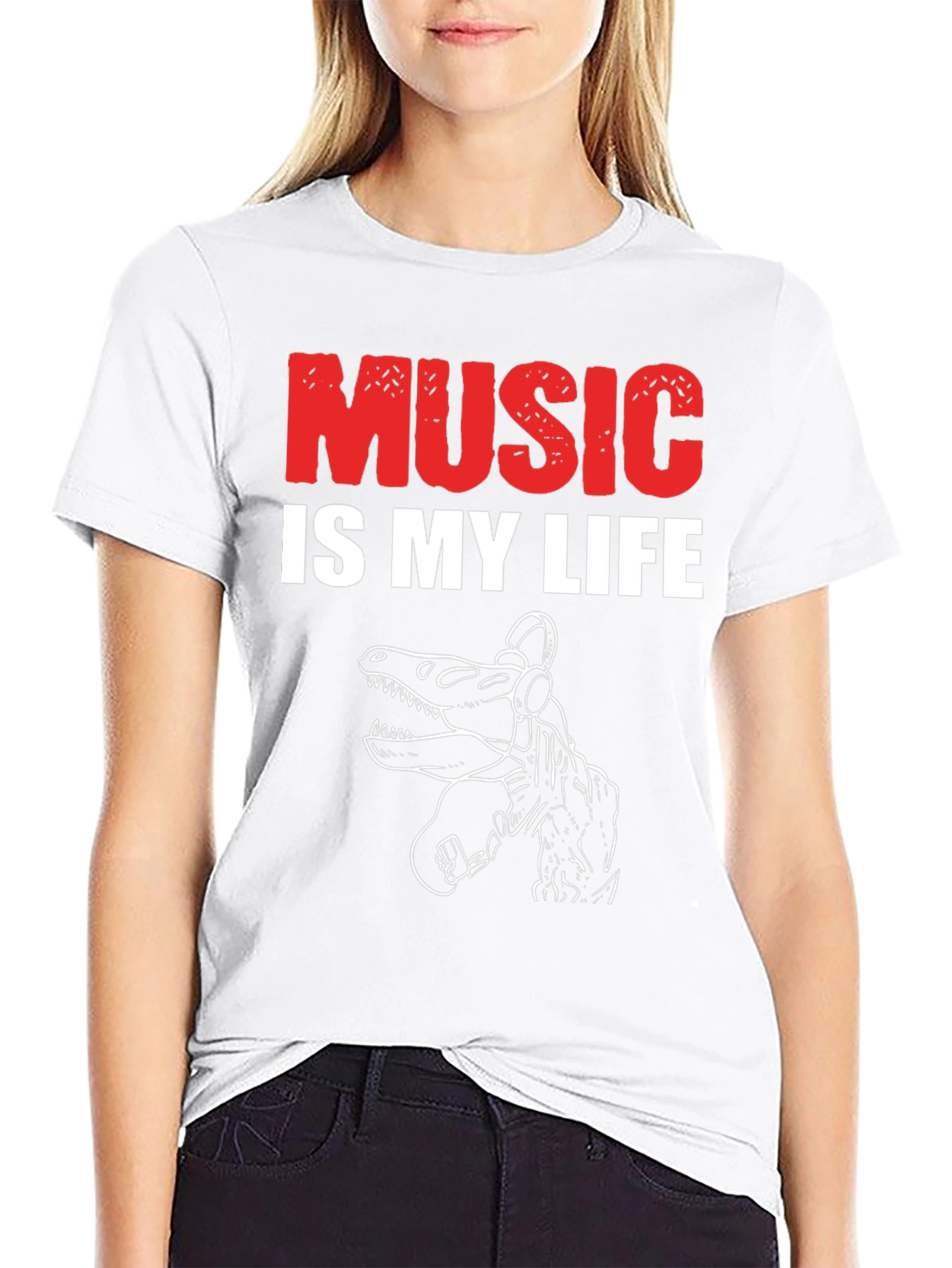 Music is My Life Dinosaur T-Shirt
