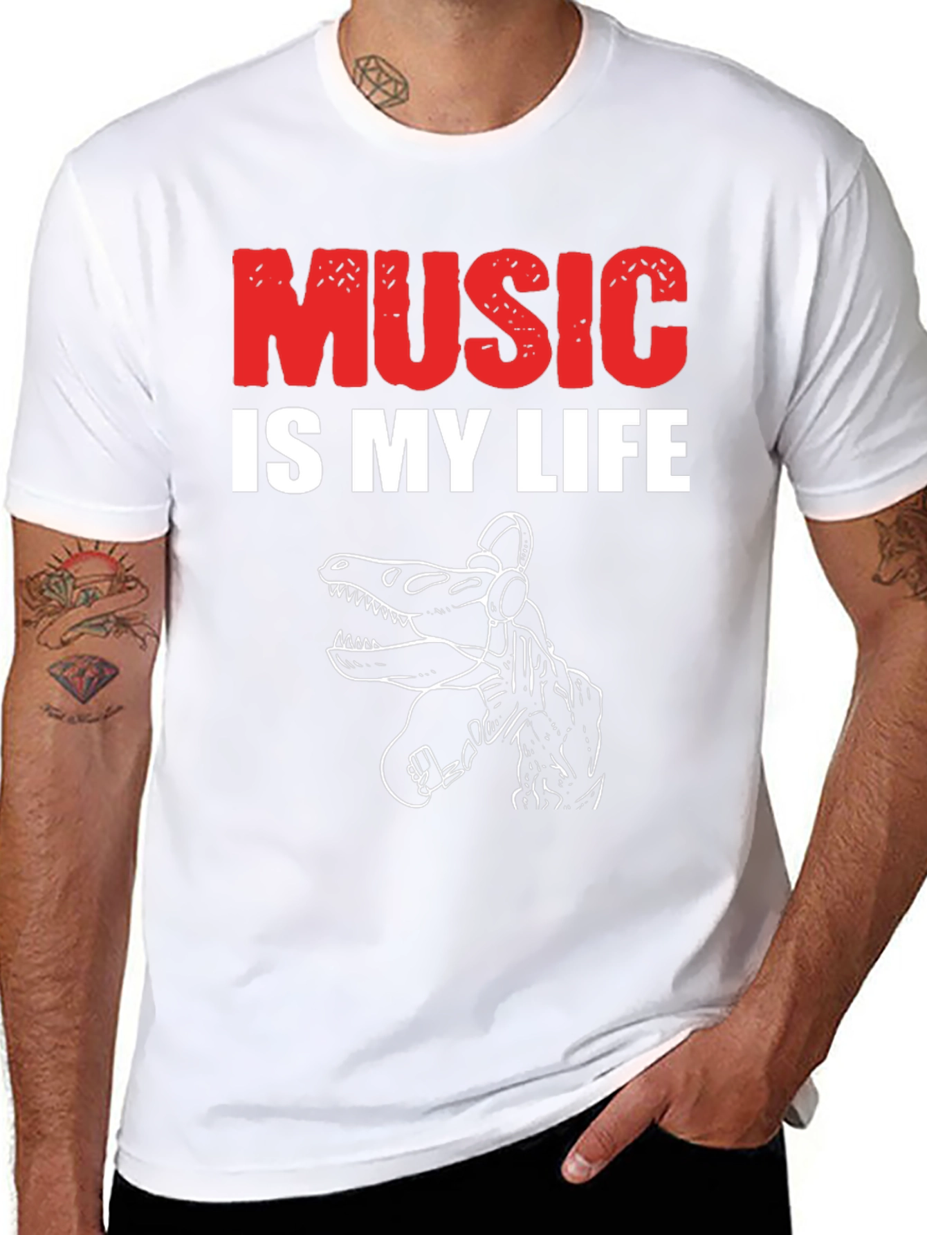 Music is My Life Dinosaur T-Shirt