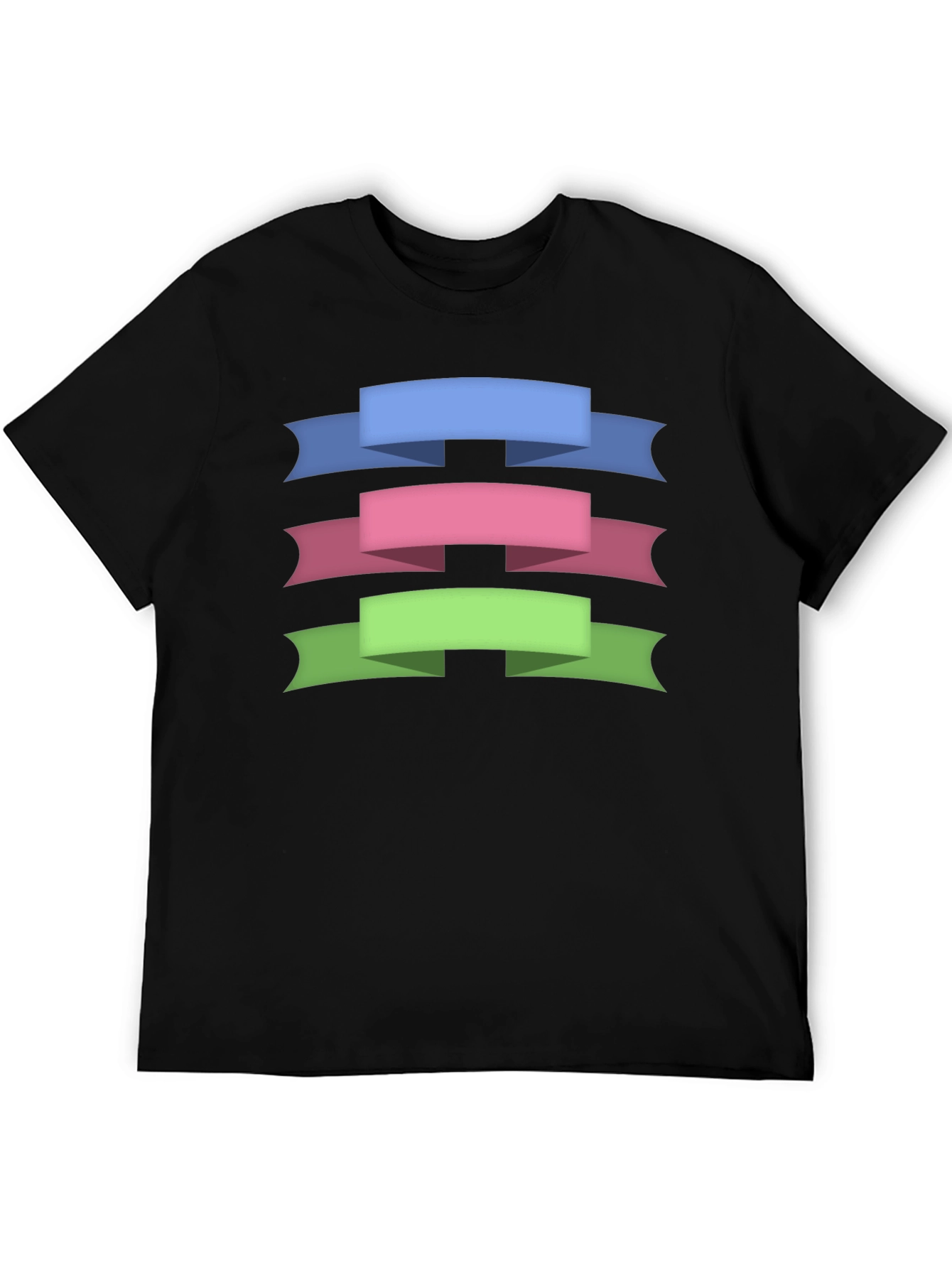 Ribbon Banner Graphic Tee - Stylish Mens Black T-Shirt