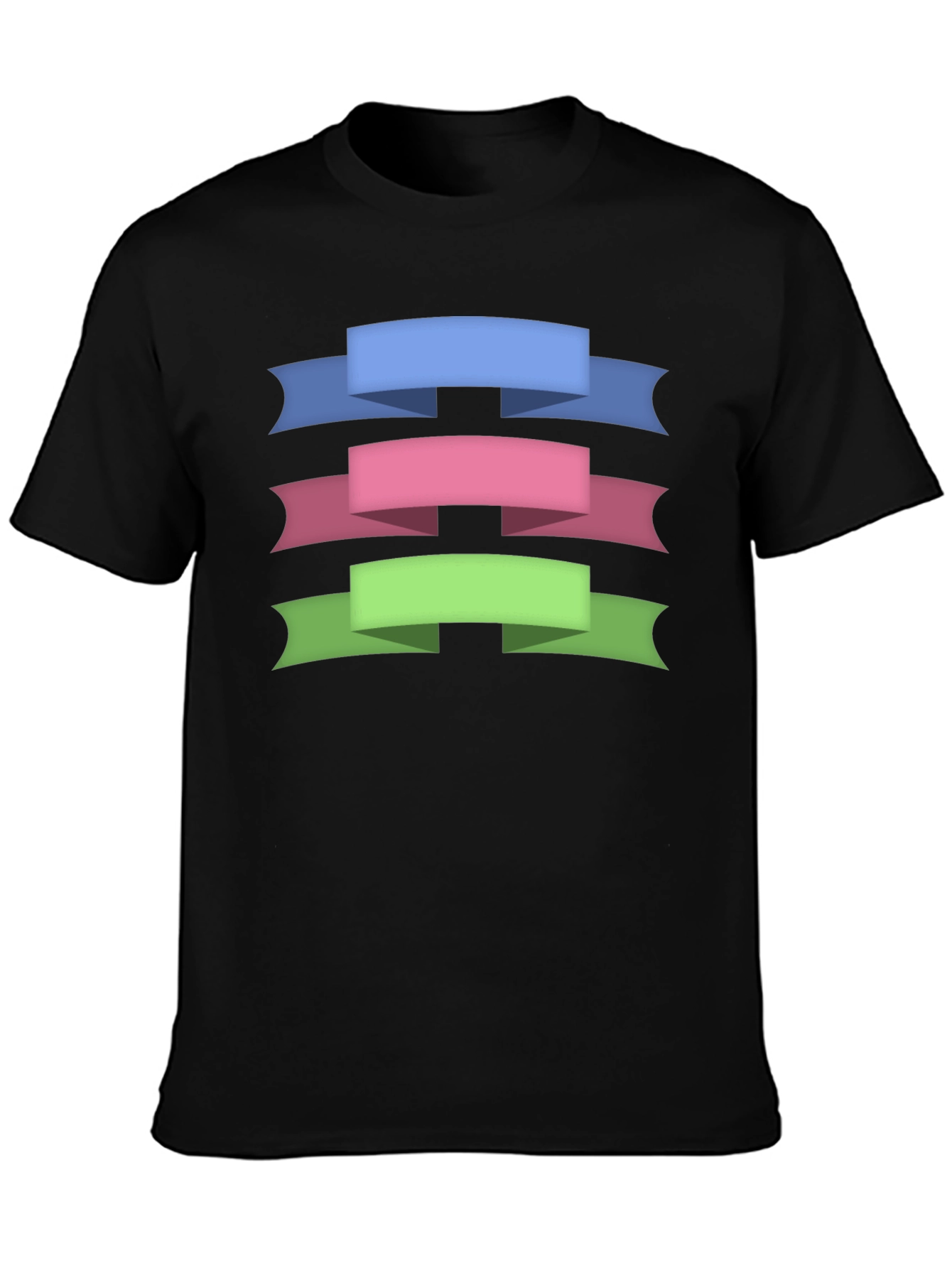 Ribbon Banner Graphic Tee - Stylish Mens Black T-Shirt