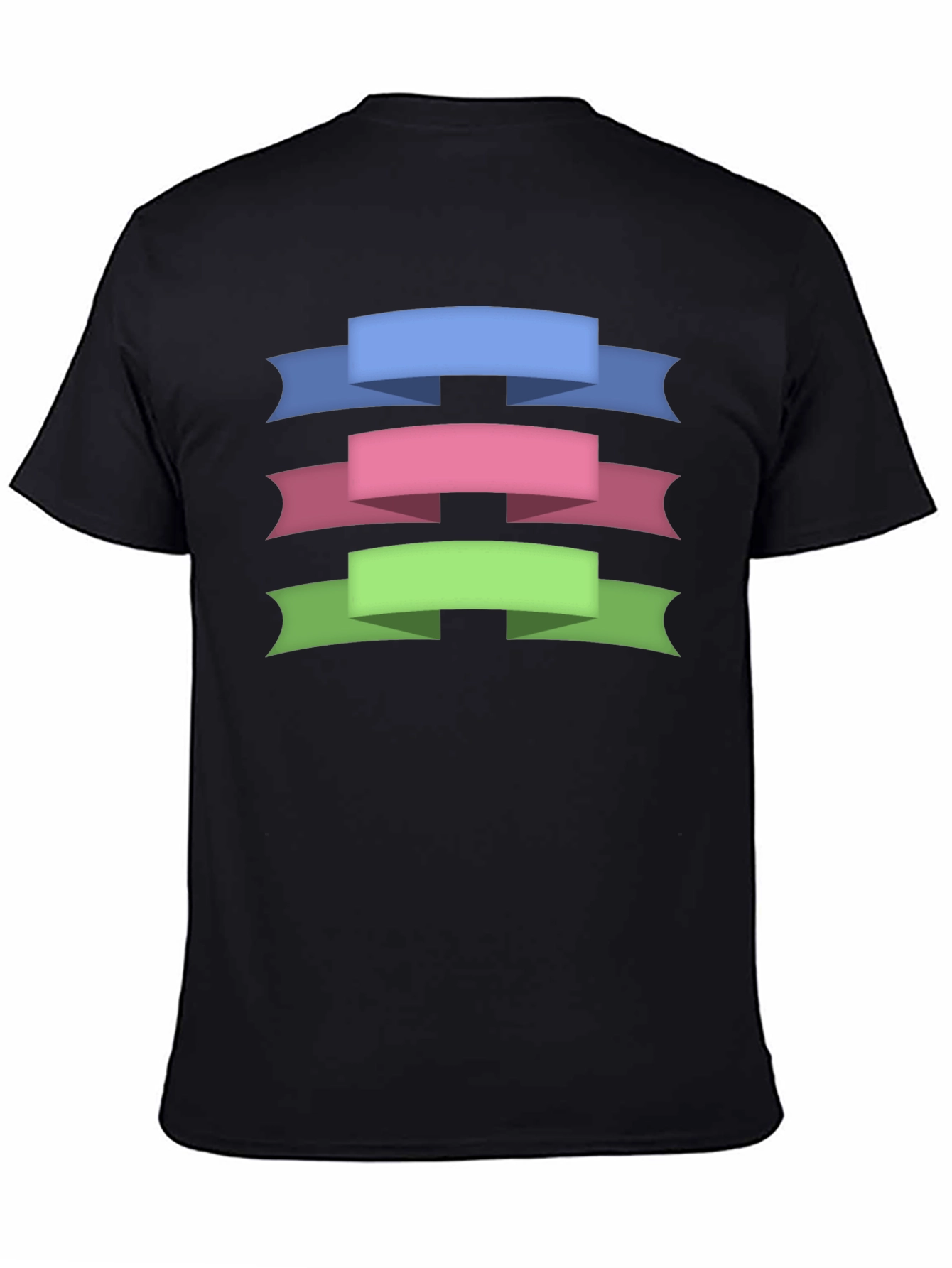 Ribbon Banner Graphic Tee - Stylish Mens Black T-Shirt