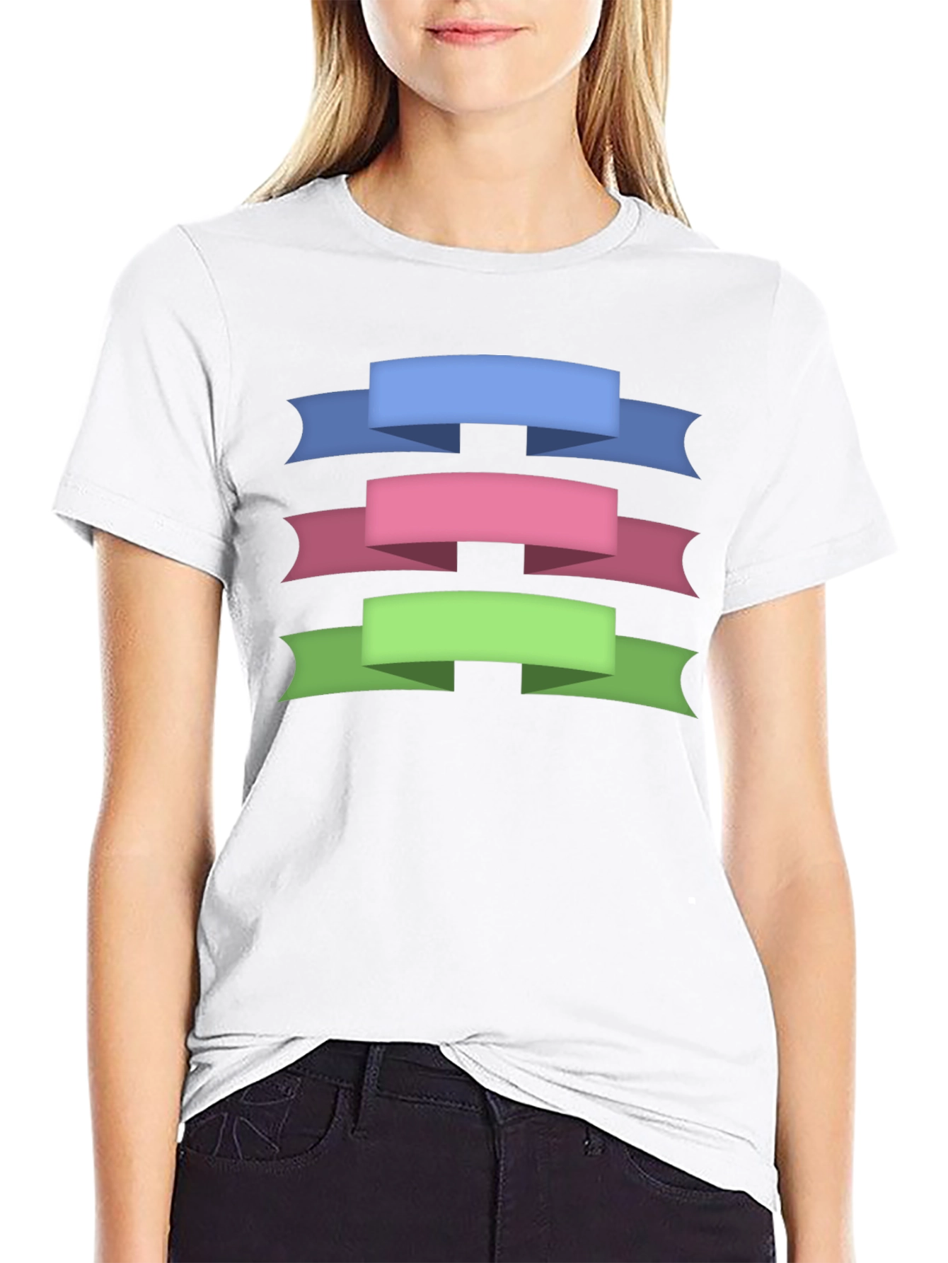 Ribbon Banner Graphic Tee - Stylish Mens Black T-Shirt