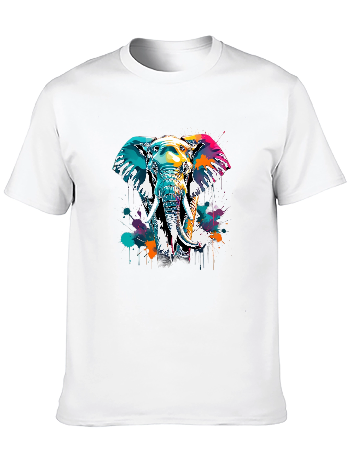 Vibrant Elephant Graphic Tee - Black Cotton Comfort