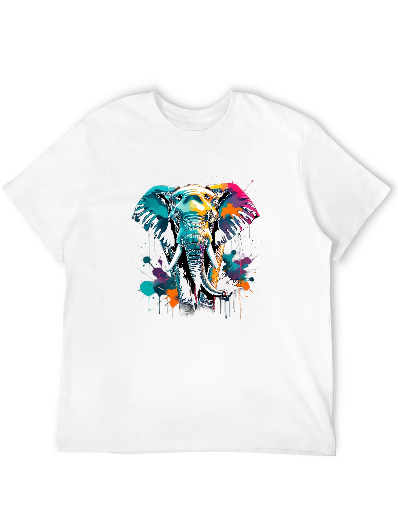 Vibrant Elephant Graphic Tee - Black Cotton Comfort