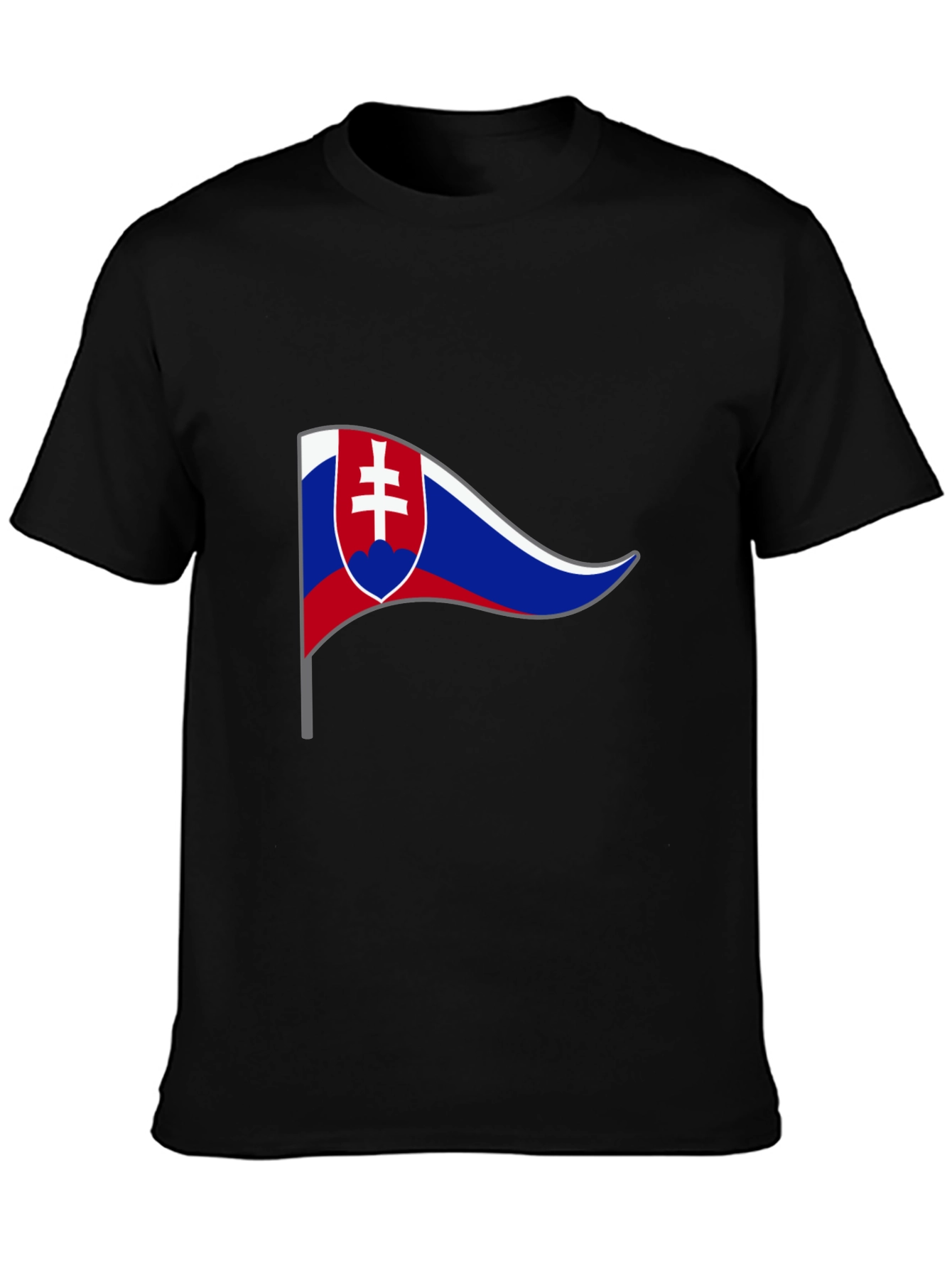 Slovakian Flag Graphic T-Shirt - Black Cotton Tee