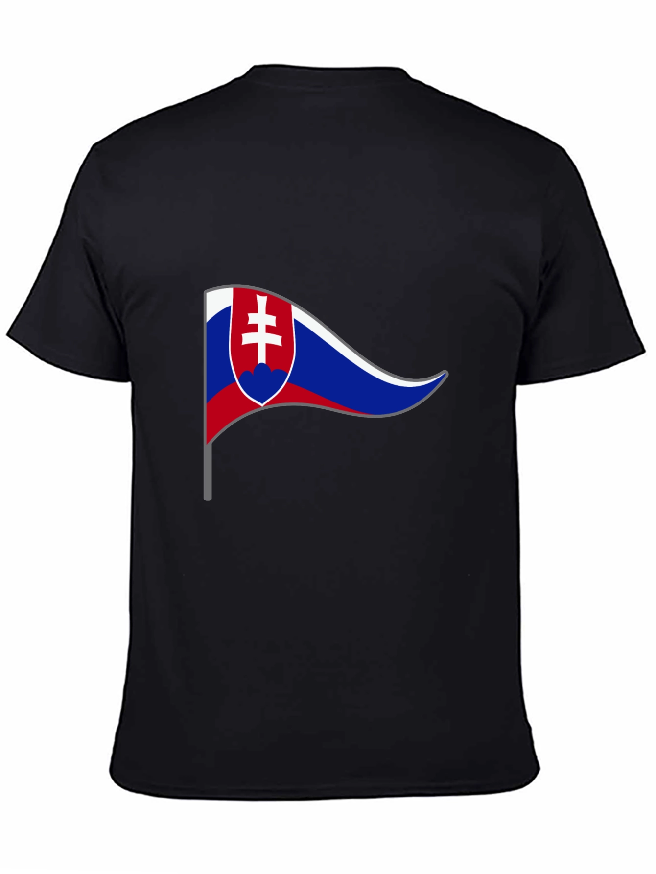 Slovakian Flag Graphic T-Shirt - Black Cotton Tee