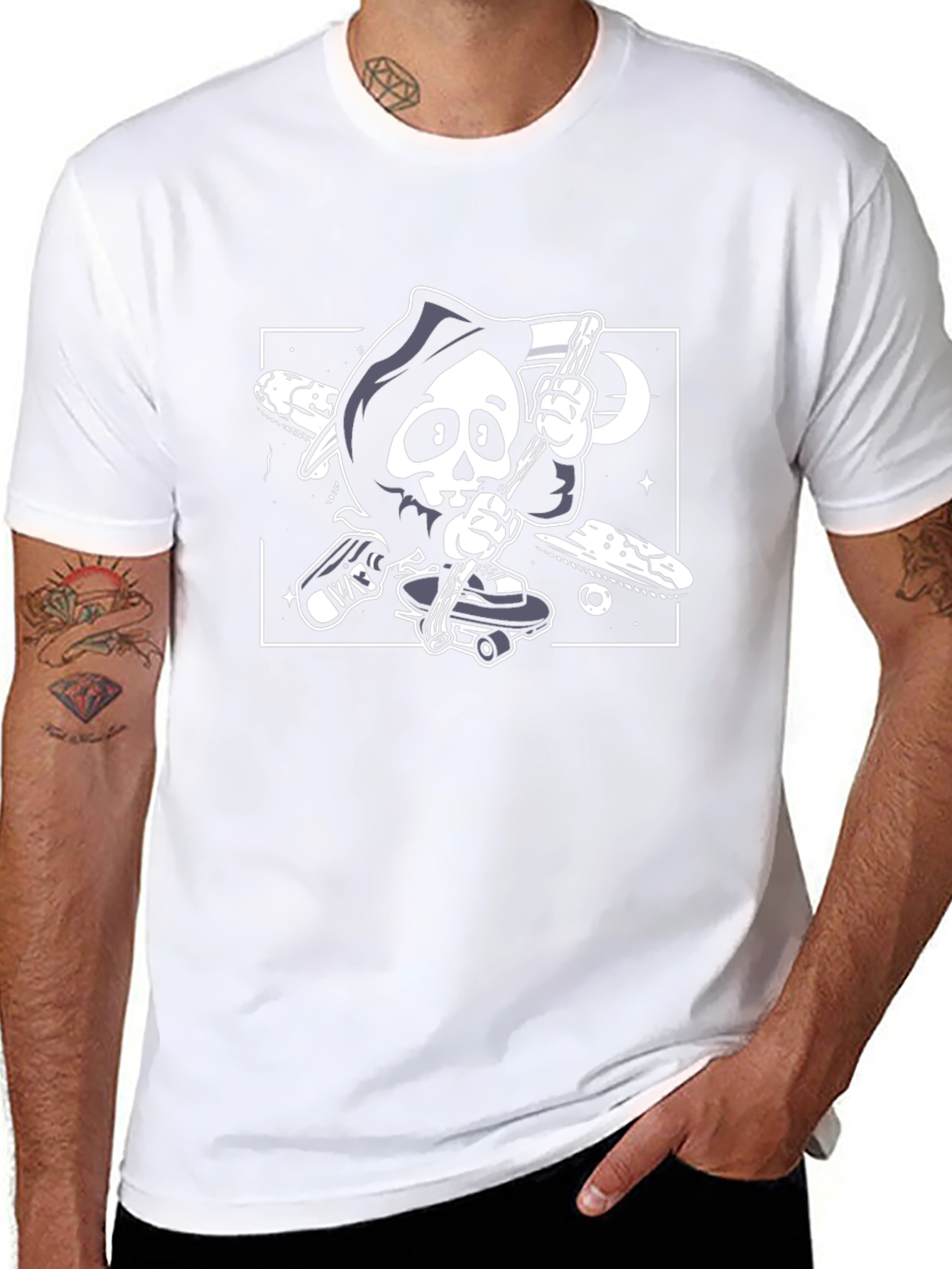 Skateboarding Grim Reaper Black Graphic Tee
